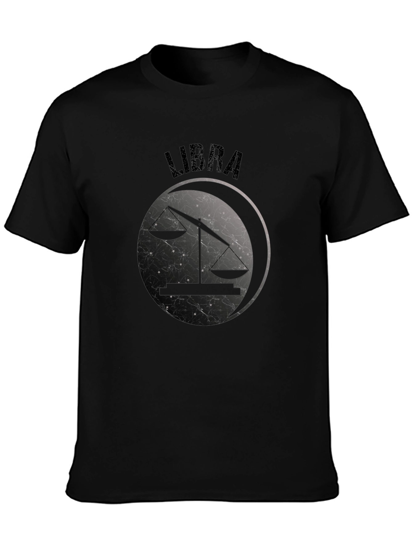 Camiseta Libra Signo Zodiacal Negro Diseño Único