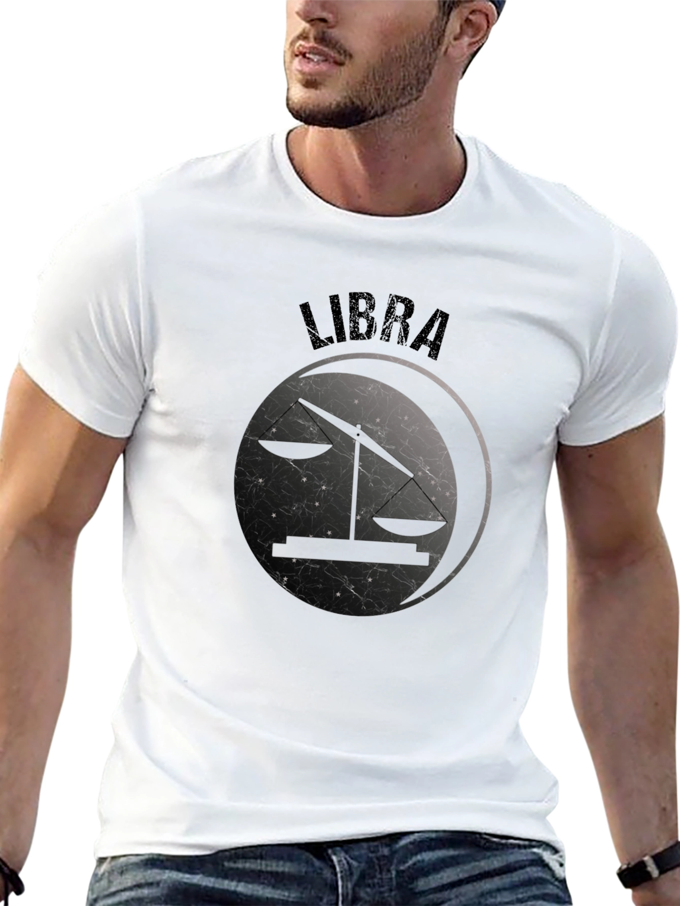 Camiseta Libra Signo Zodiacal Negro Diseño Único