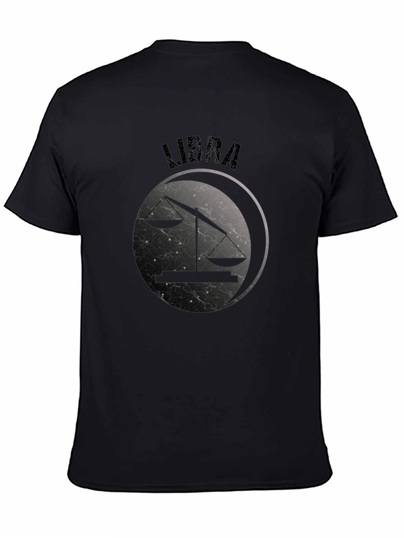 Camiseta Libra Signo Zodiacal Negro Diseño Único