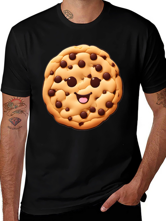 Camiseta Negra con Diseño de Galleta Sonriente