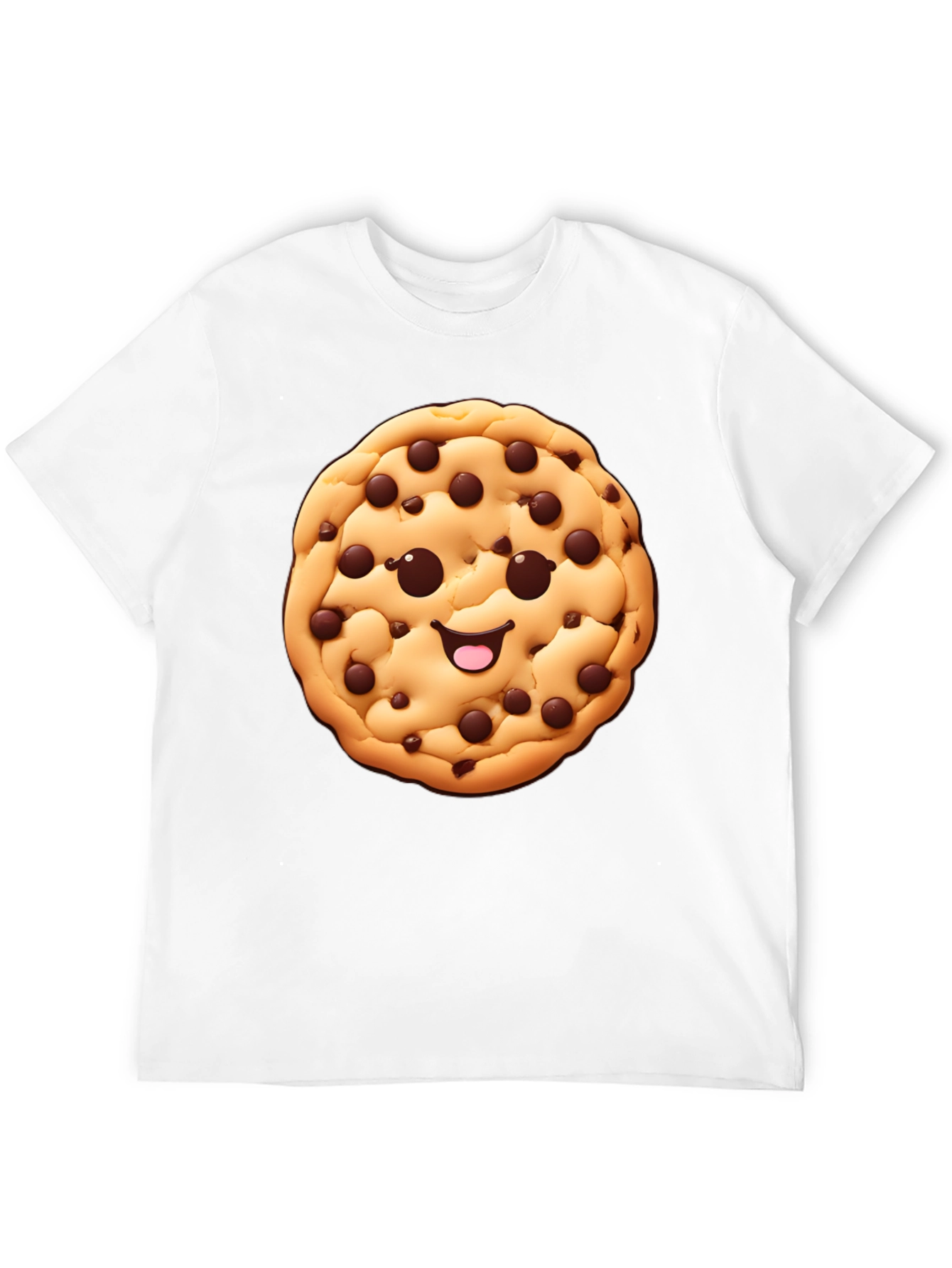 Camiseta Negra con Diseño de Galleta Sonriente