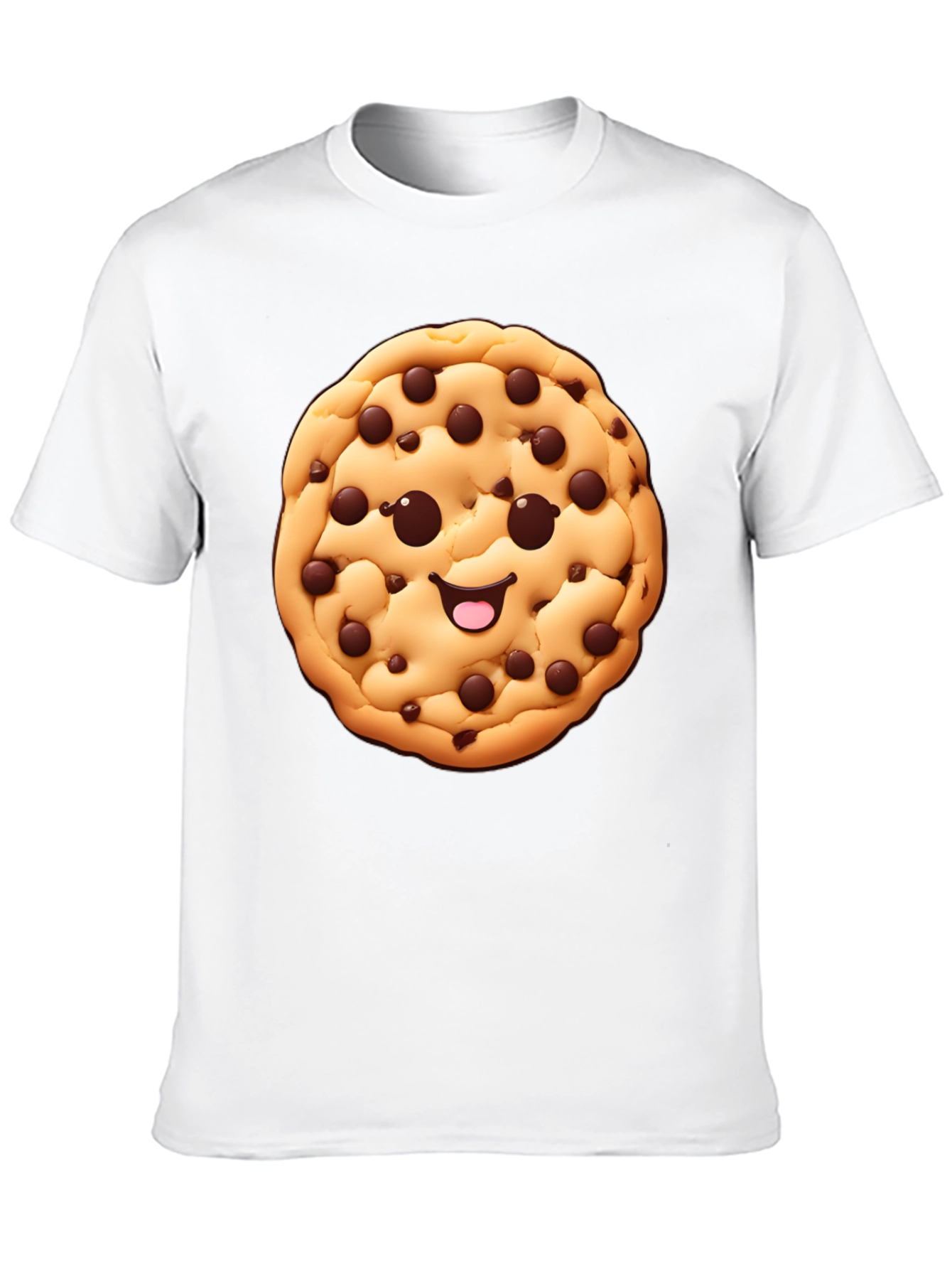 Camiseta Negra con Diseño de Galleta Sonriente