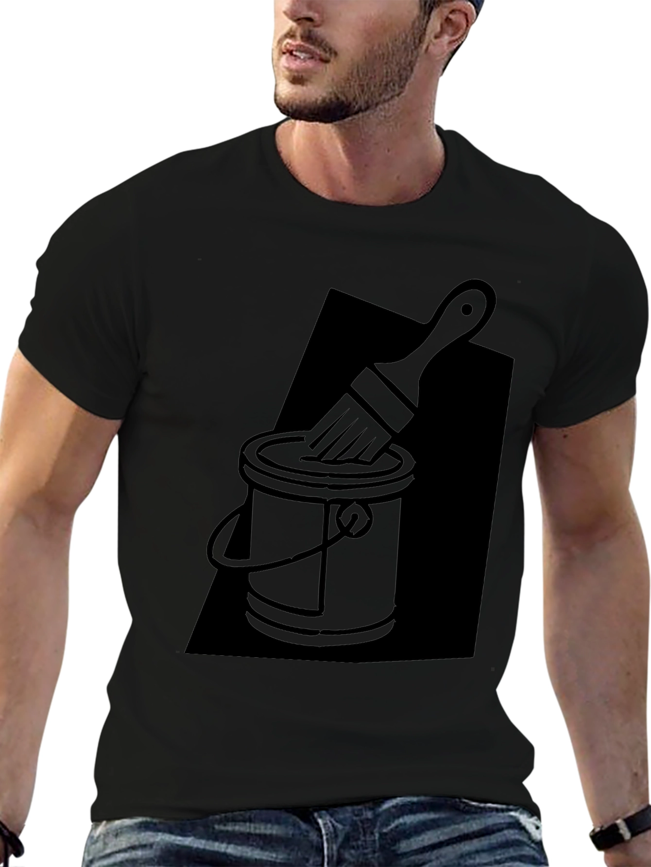 Camiseta Negra con Diseño de Bote de Pintura