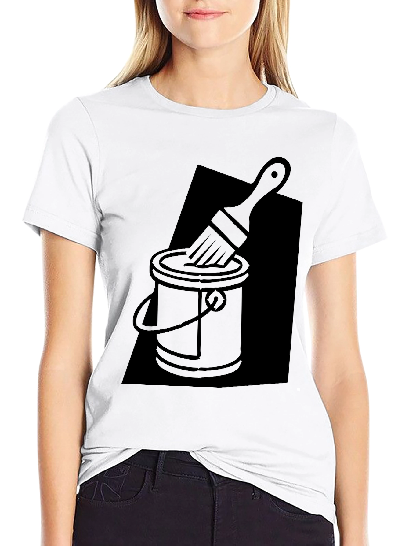 Camiseta Negra con Diseño de Bote de Pintura