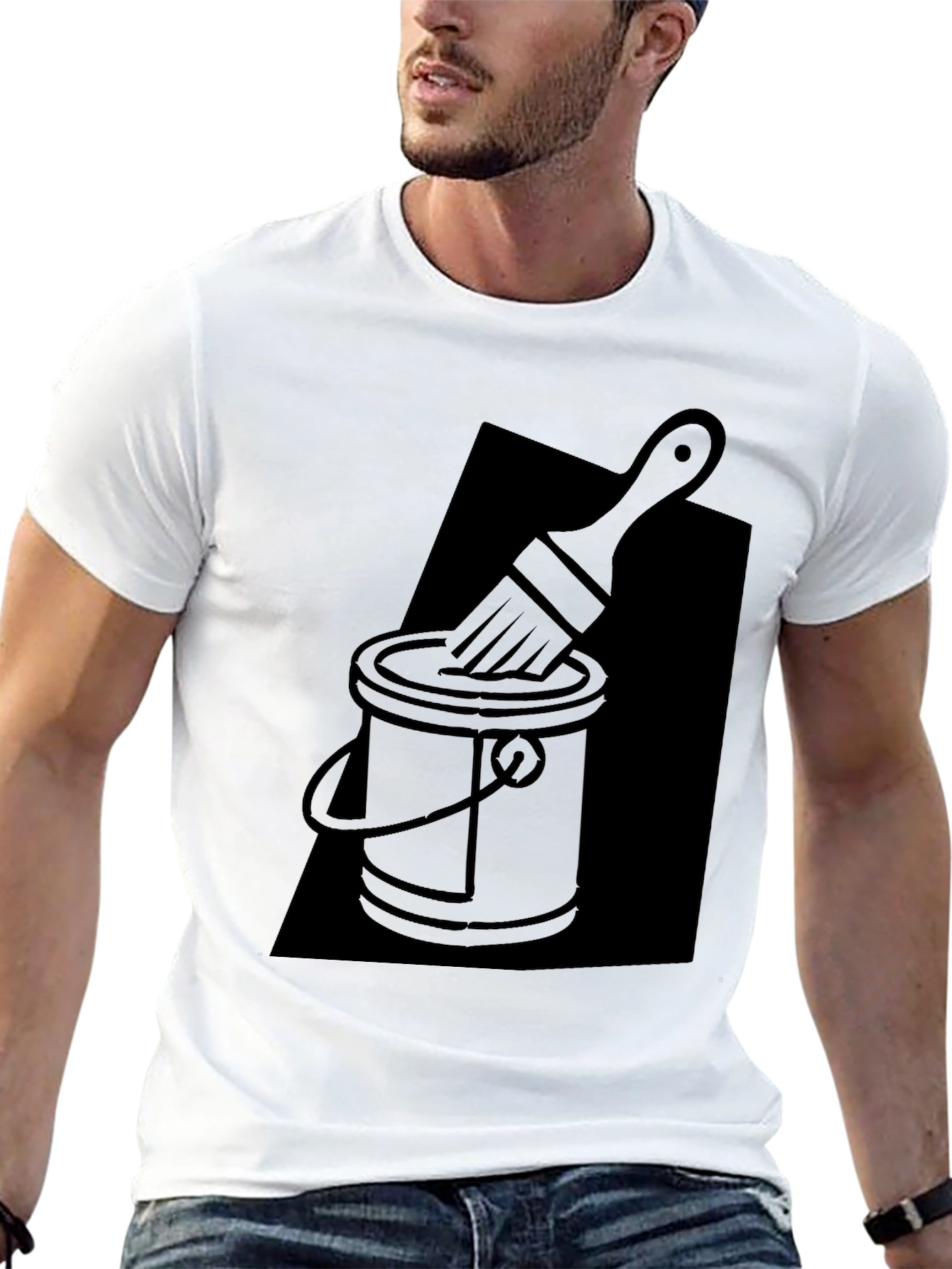 Camiseta Negra con Diseño de Bote de Pintura