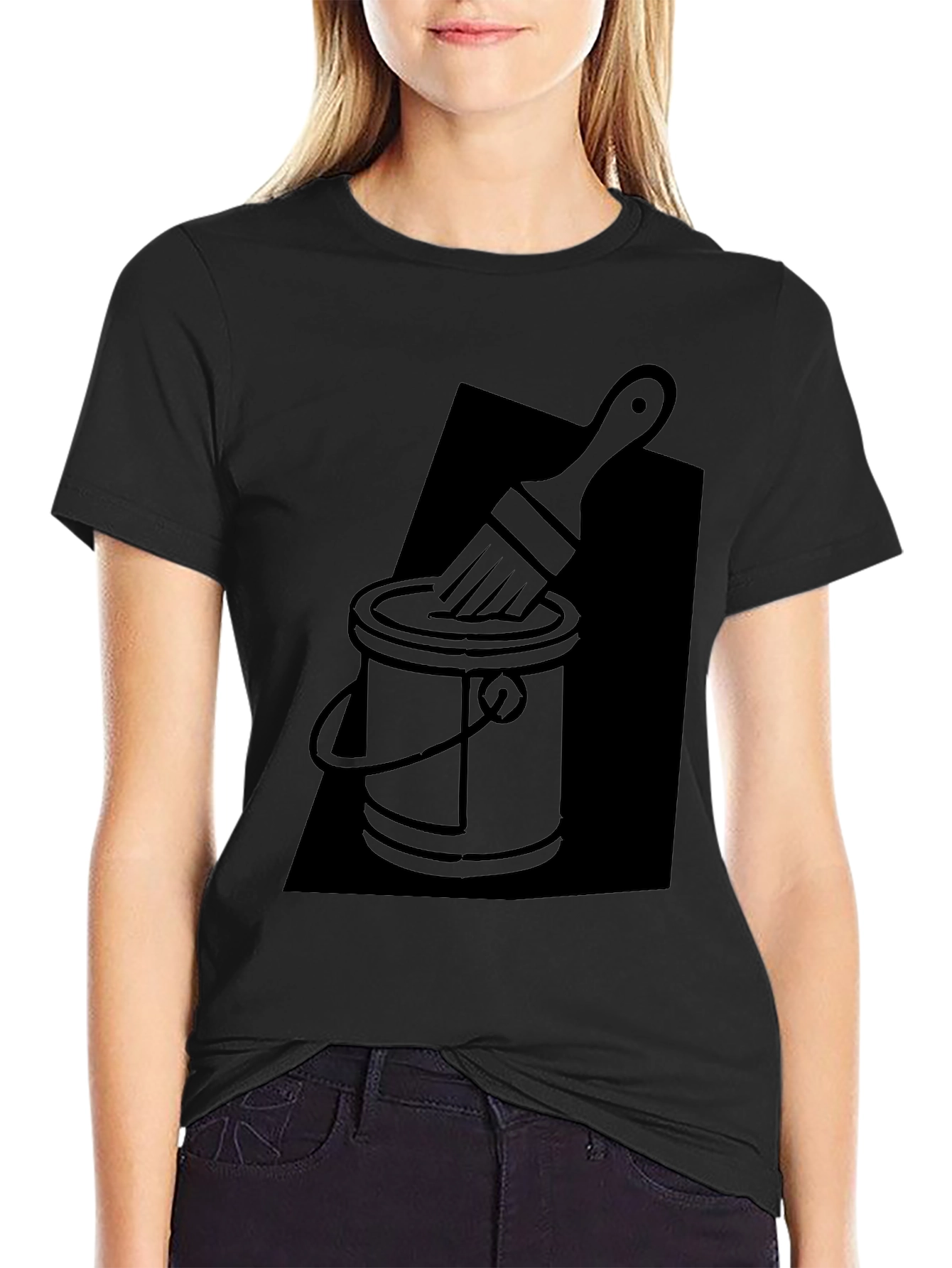 Camiseta Negra con Diseño de Bote de Pintura