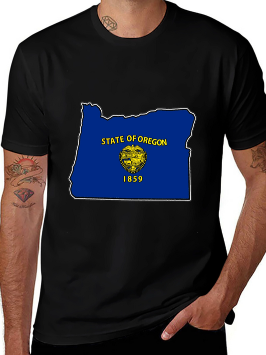 Camiseta Negra Oregon Flag