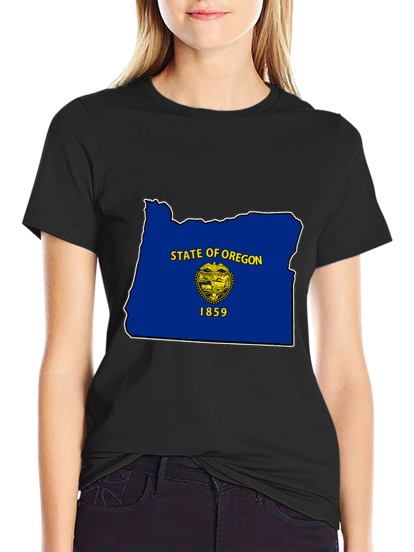 Camiseta Negra Oregon Flag