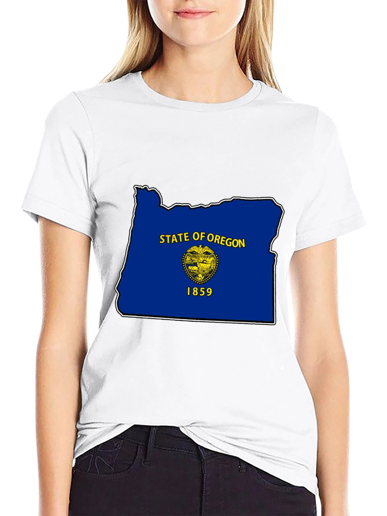 Camiseta Negra Oregon Flag
