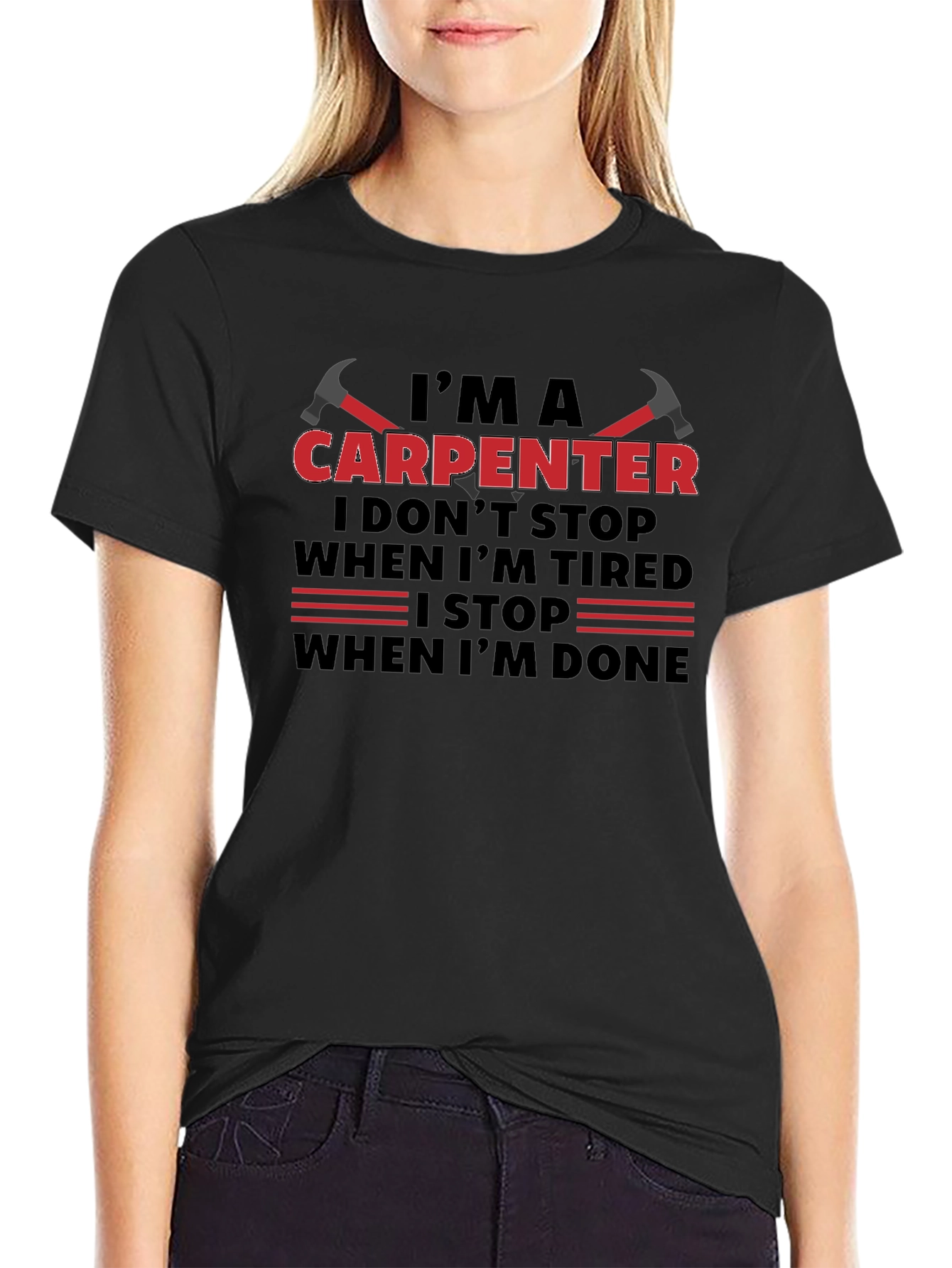 Camiseta Negra: Soy Carpintero - No paro hasta terminar