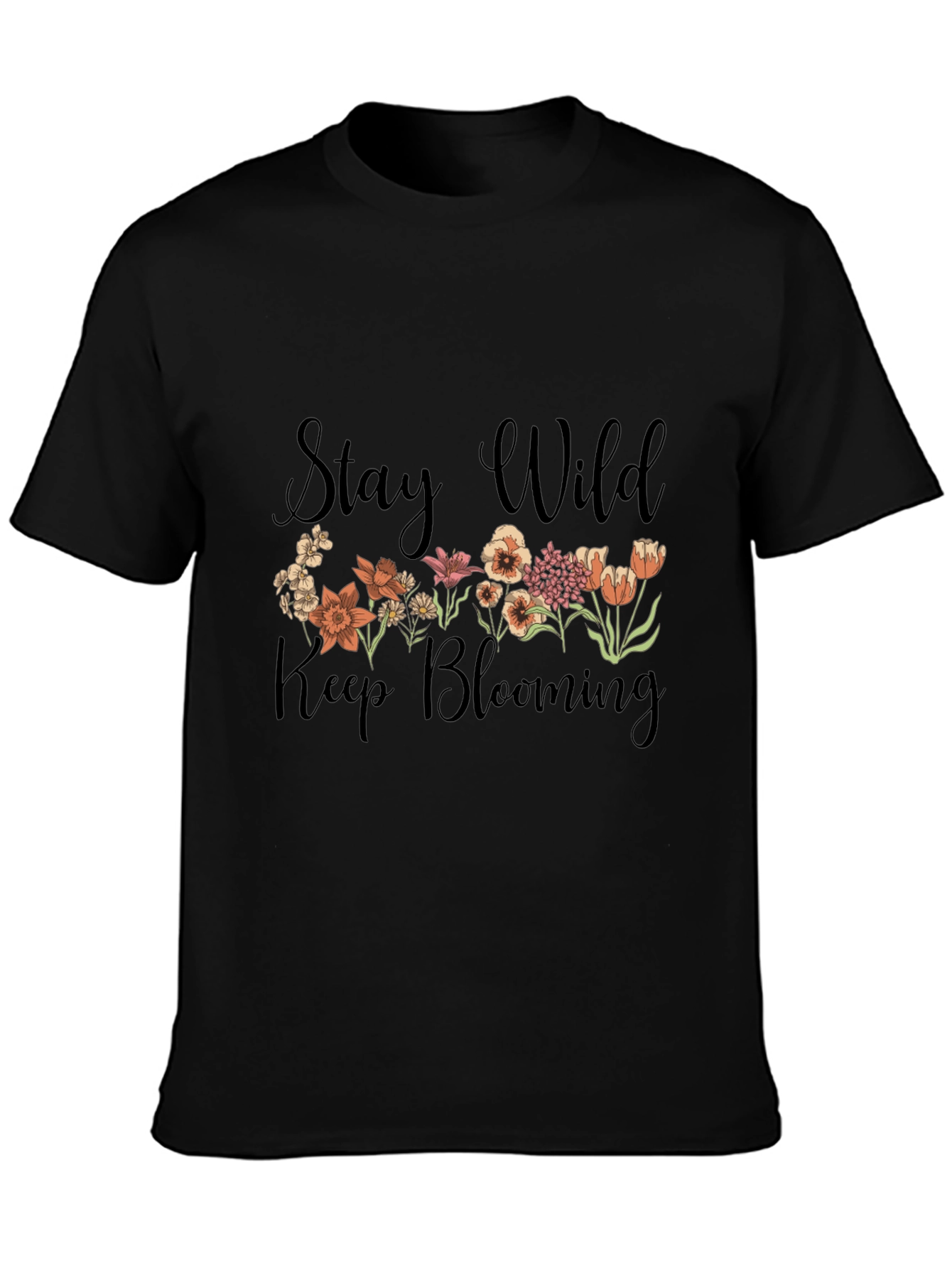 Camiseta Negra Stay Wild Keep Blooming