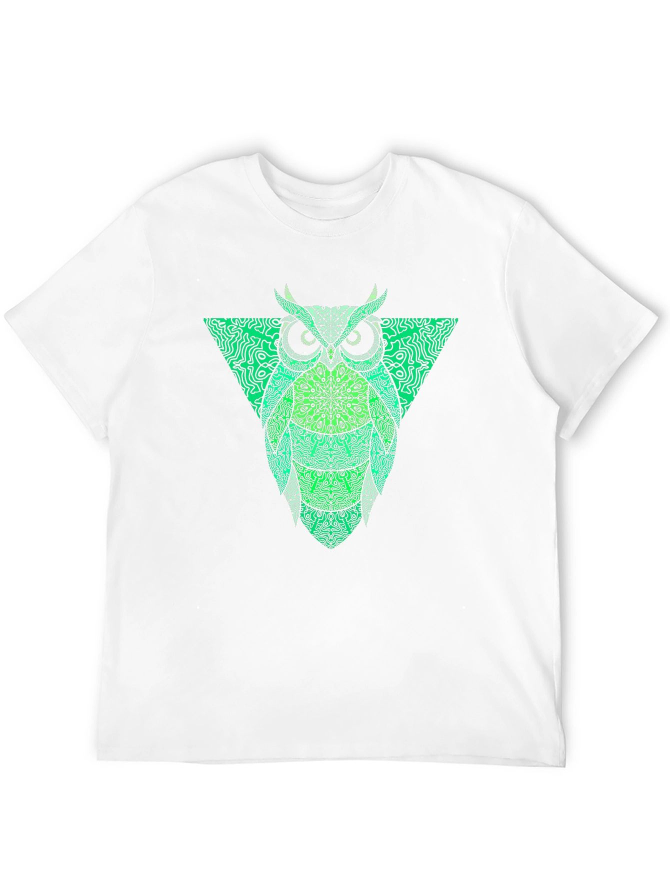 Camiseta Hombre Negra con Búho Triángulo Verde