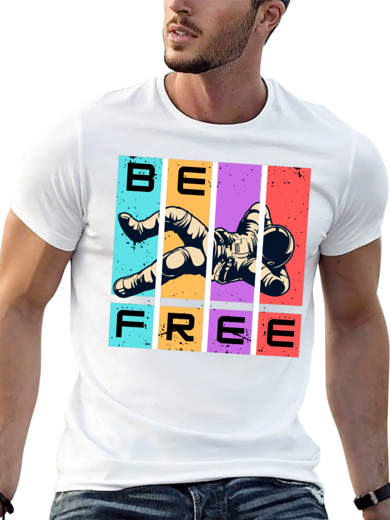 Camiseta Negra Sé Libre Astronauta Espacial