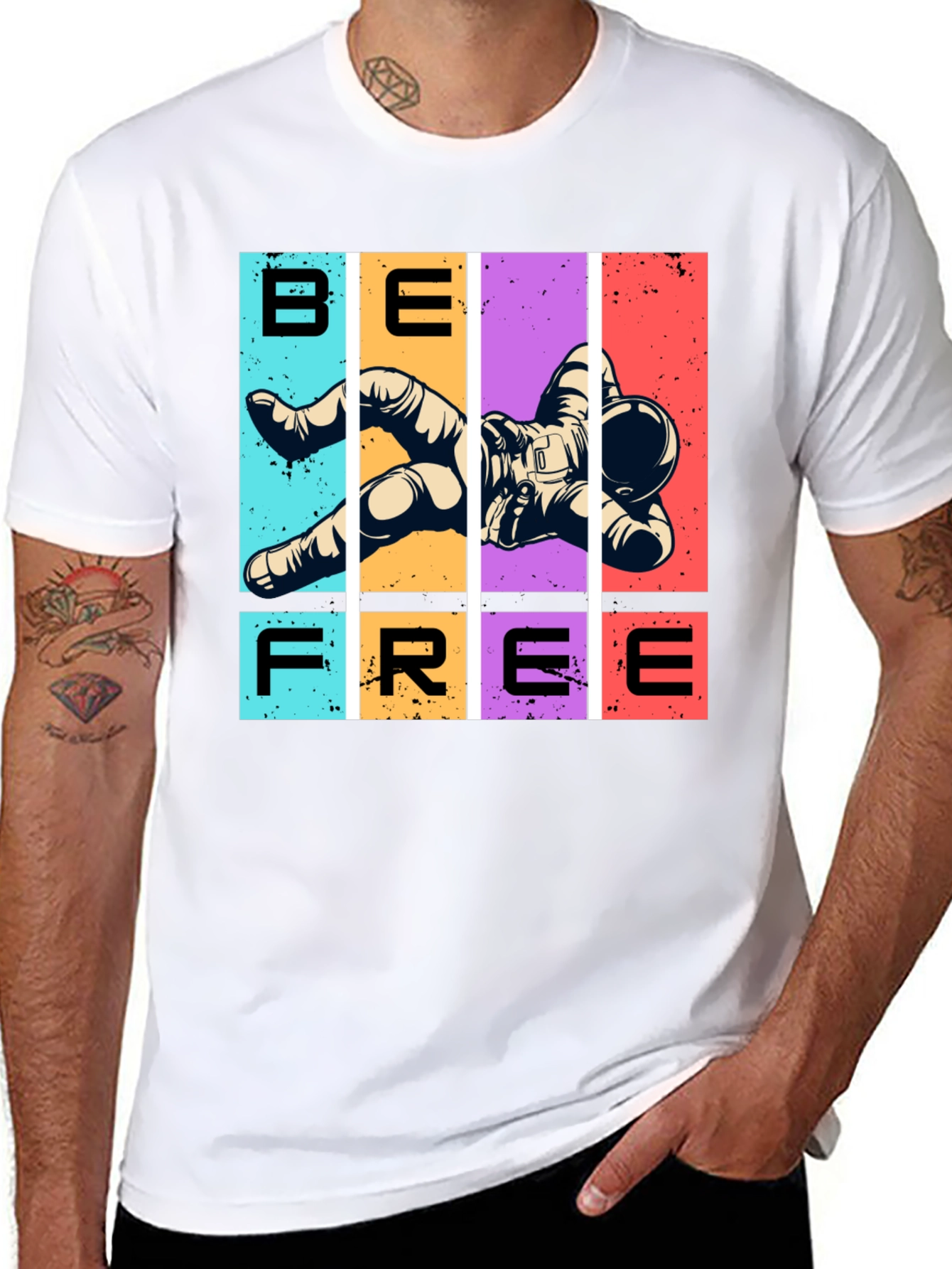 Camiseta Negra Sé Libre Astronauta Espacial