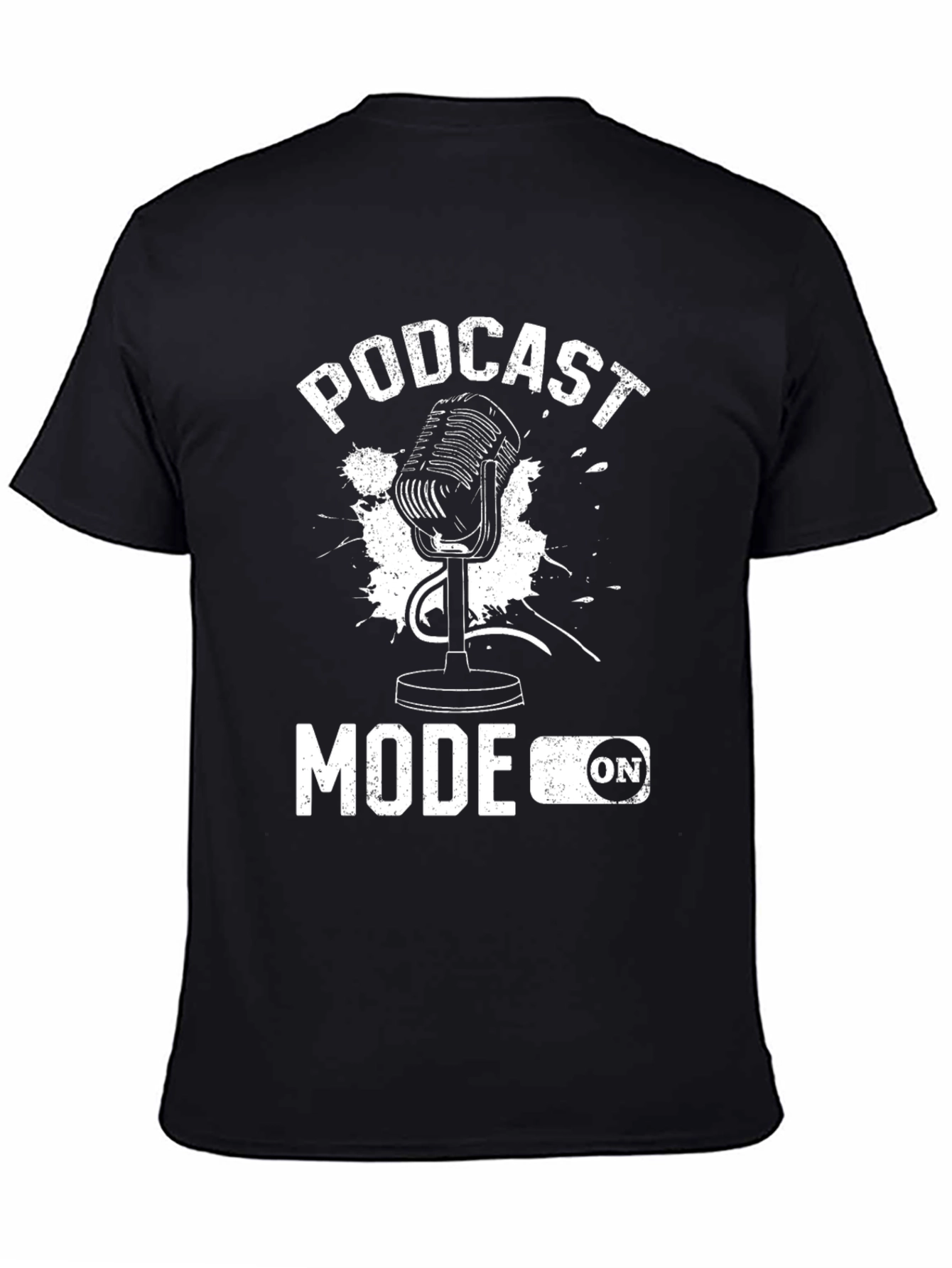Camiseta Negra Podcast Mode ON para Aficionados