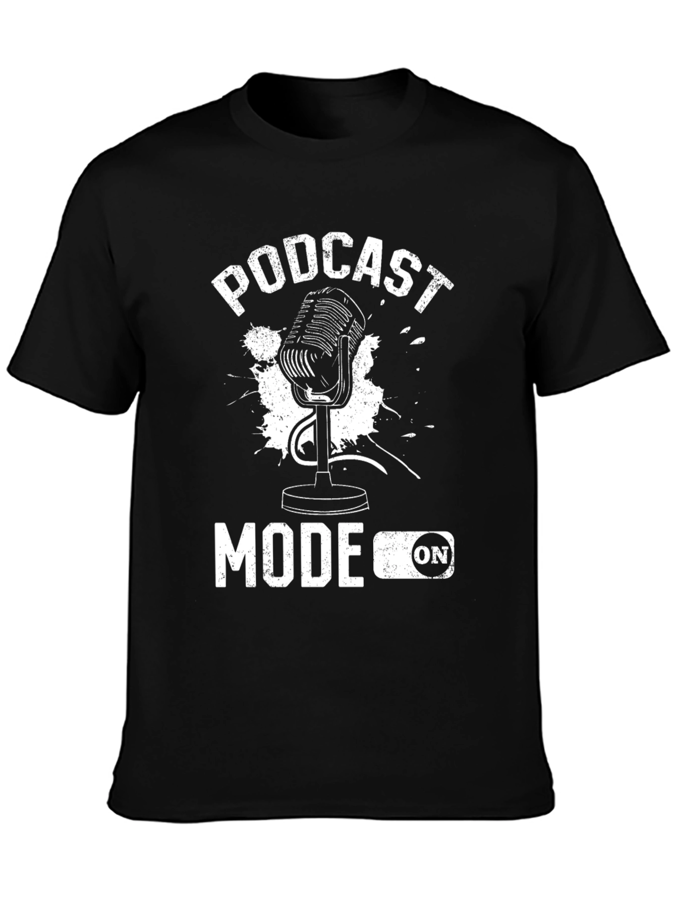 Camiseta Negra Podcast Mode ON para Aficionados