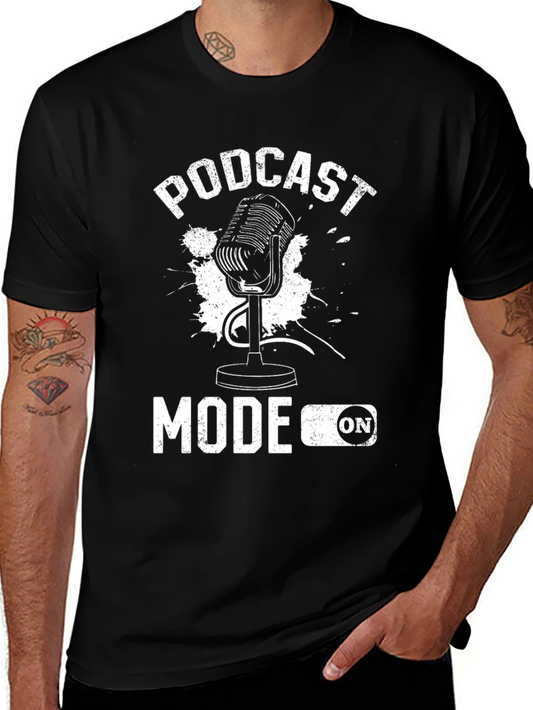 Camiseta Negra Podcast Mode ON para Aficionados