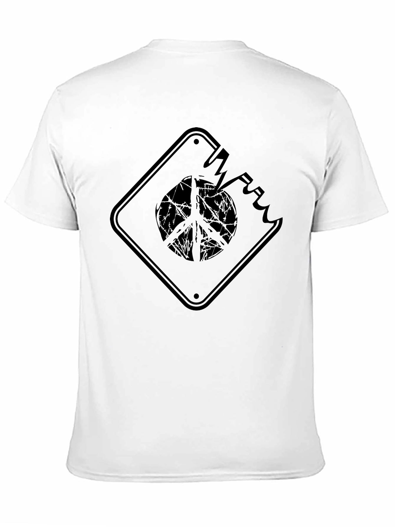 Camiseta Negra con Diseño de Paz Rota