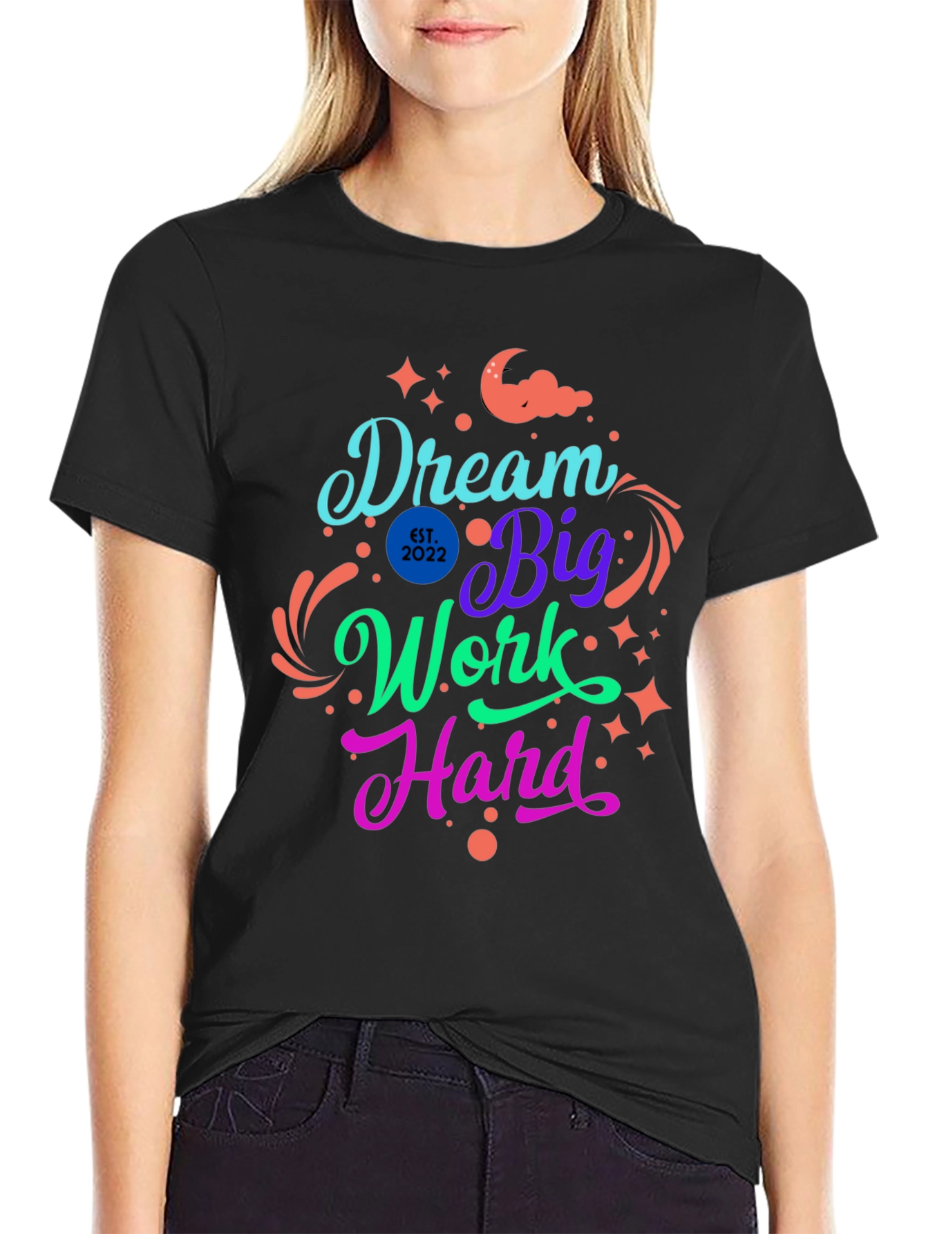 Camiseta Negra Dream Big Work Hard