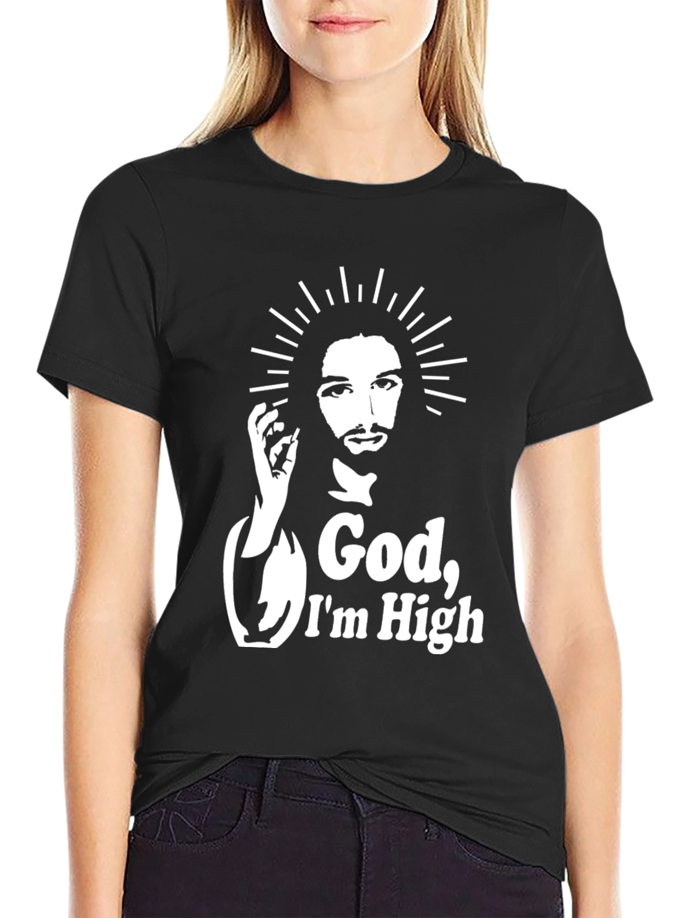 Camiseta Negra God Im High Original
