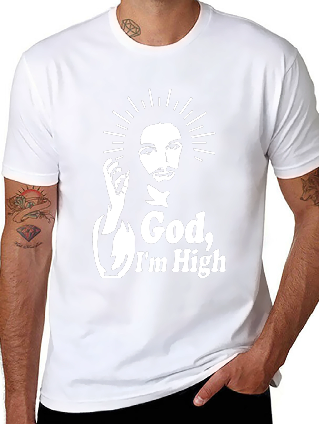 Camiseta Negra God Im High Original