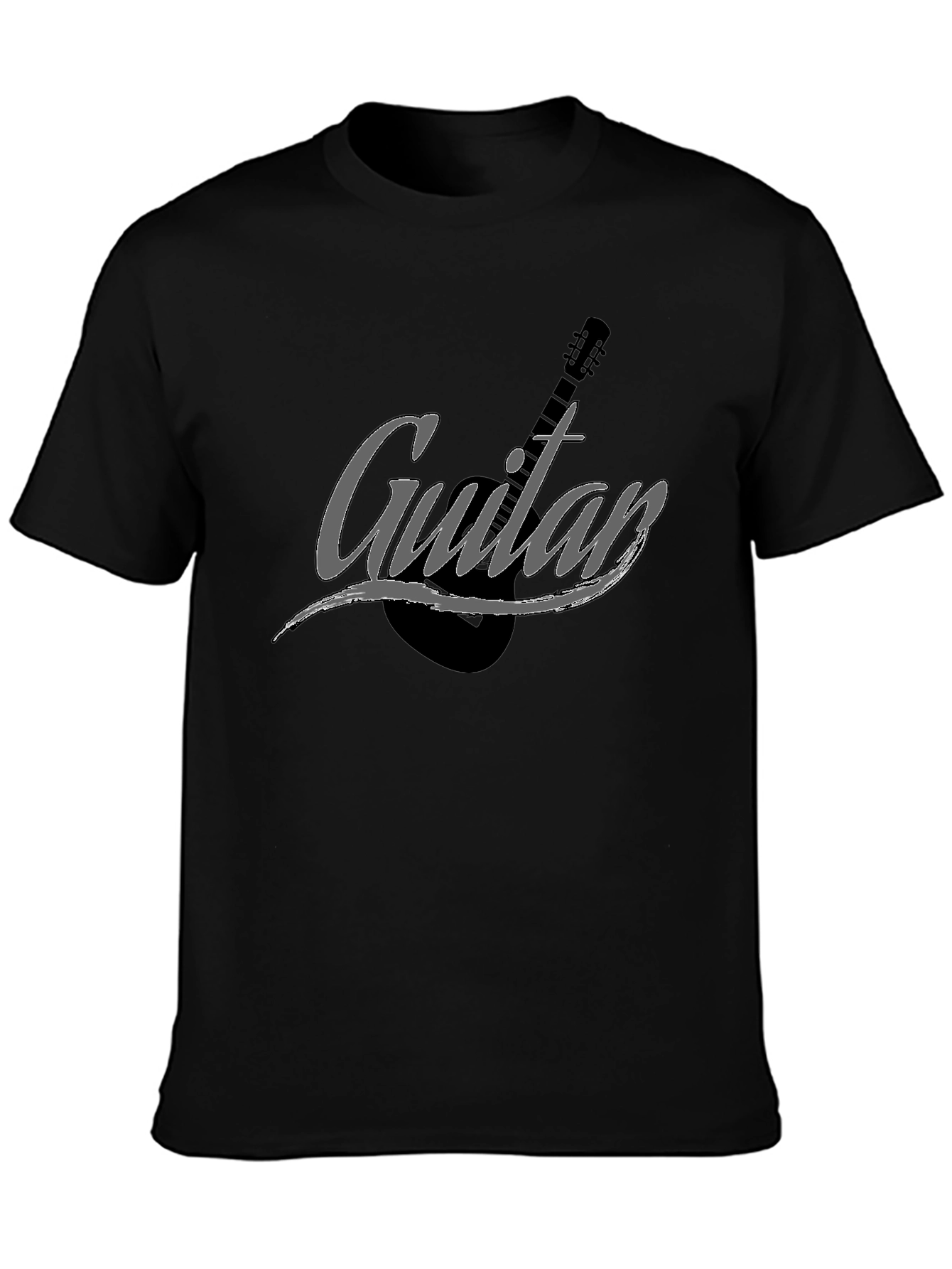 Camiseta Negra Hombre Guitar Estilo Casual