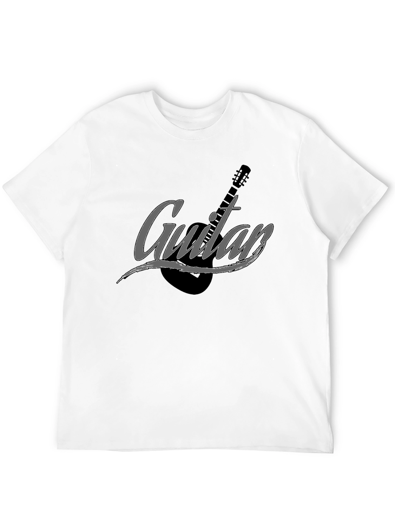 Camiseta Negra Hombre Guitar Estilo Casual