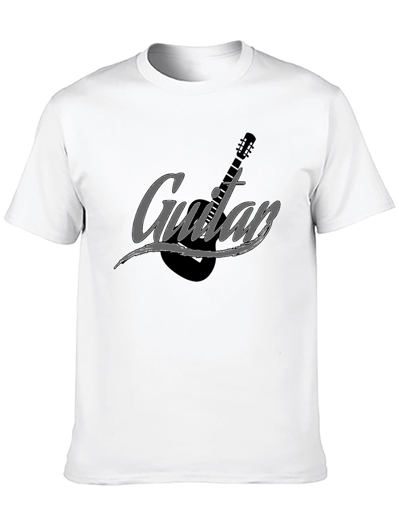 Camiseta Negra Hombre Guitar Estilo Casual