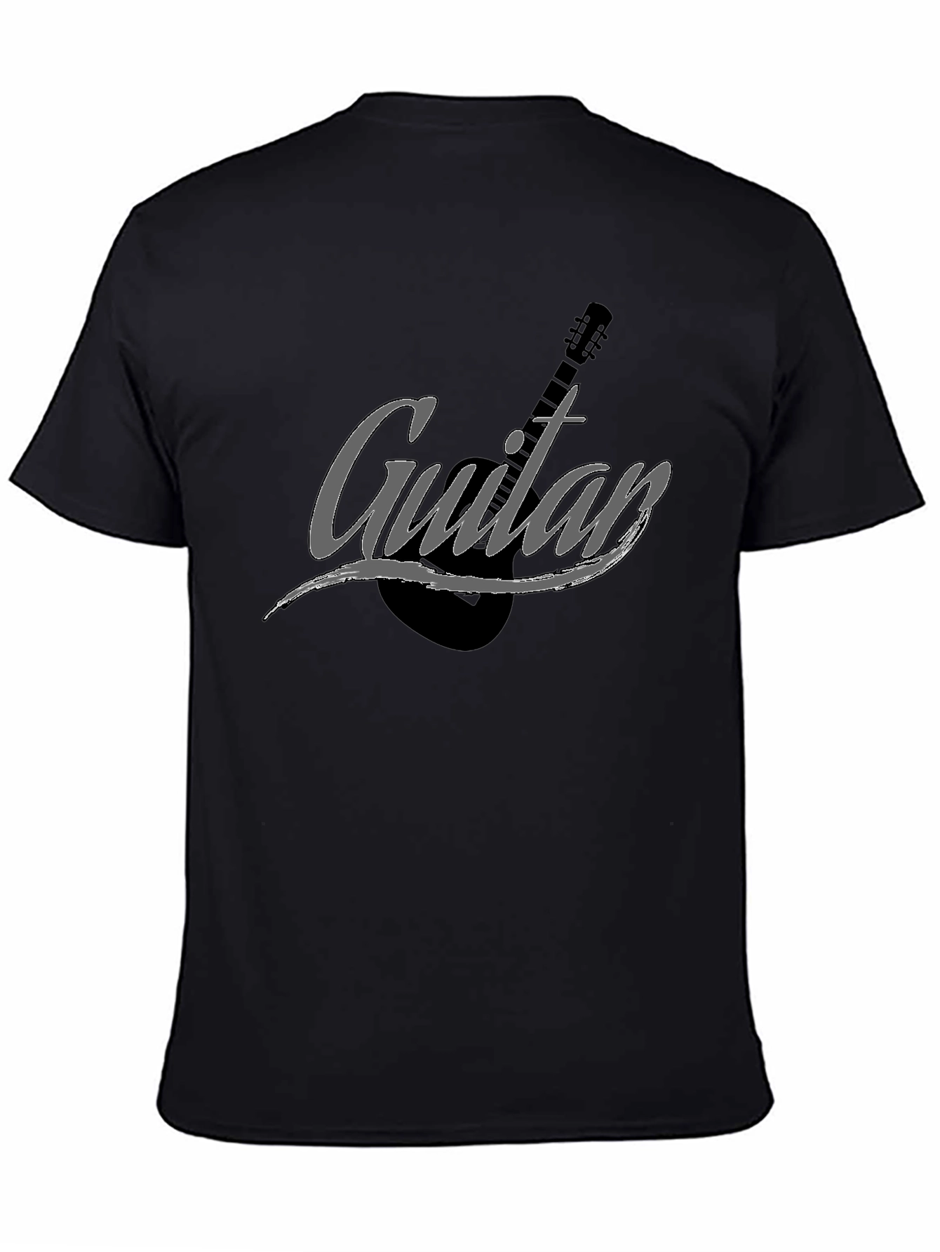Camiseta Negra Hombre Guitar Estilo Casual