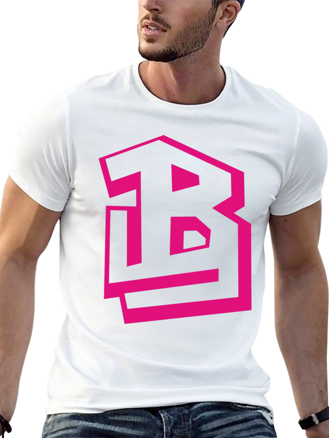Camiseta Negra con Logo B Fucsia