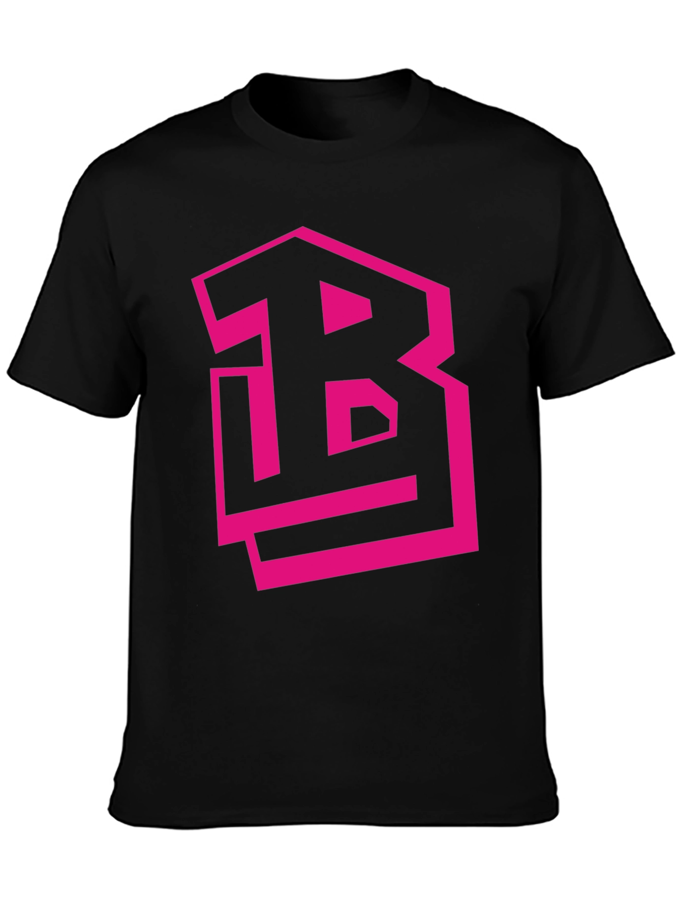 Camiseta Negra con Logo B Fucsia