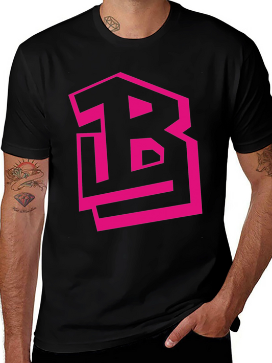 Camiseta Negra con Logo B Fucsia
