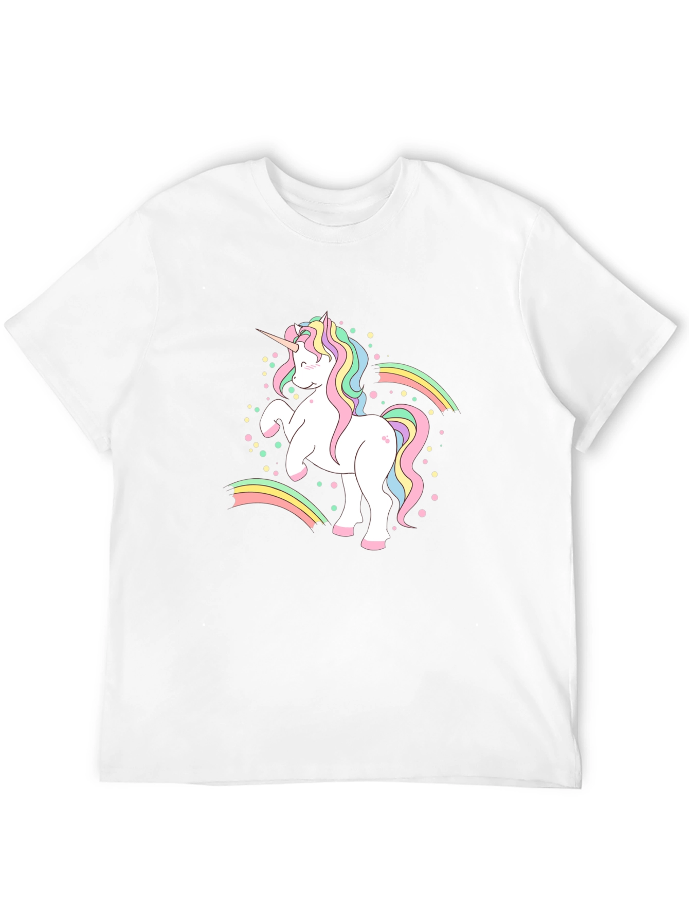 Camiseta Negra Unicornio Arcoíris Hombre