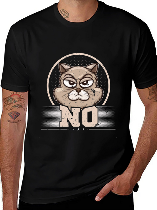 Camiseta Hombre Gato Gruñón NO - Diseño Original