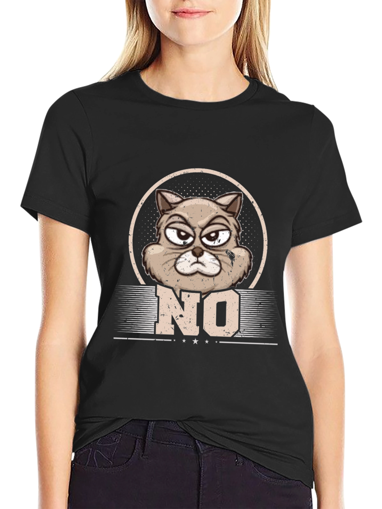 Camiseta Hombre Gato Gruñón NO - Diseño Original