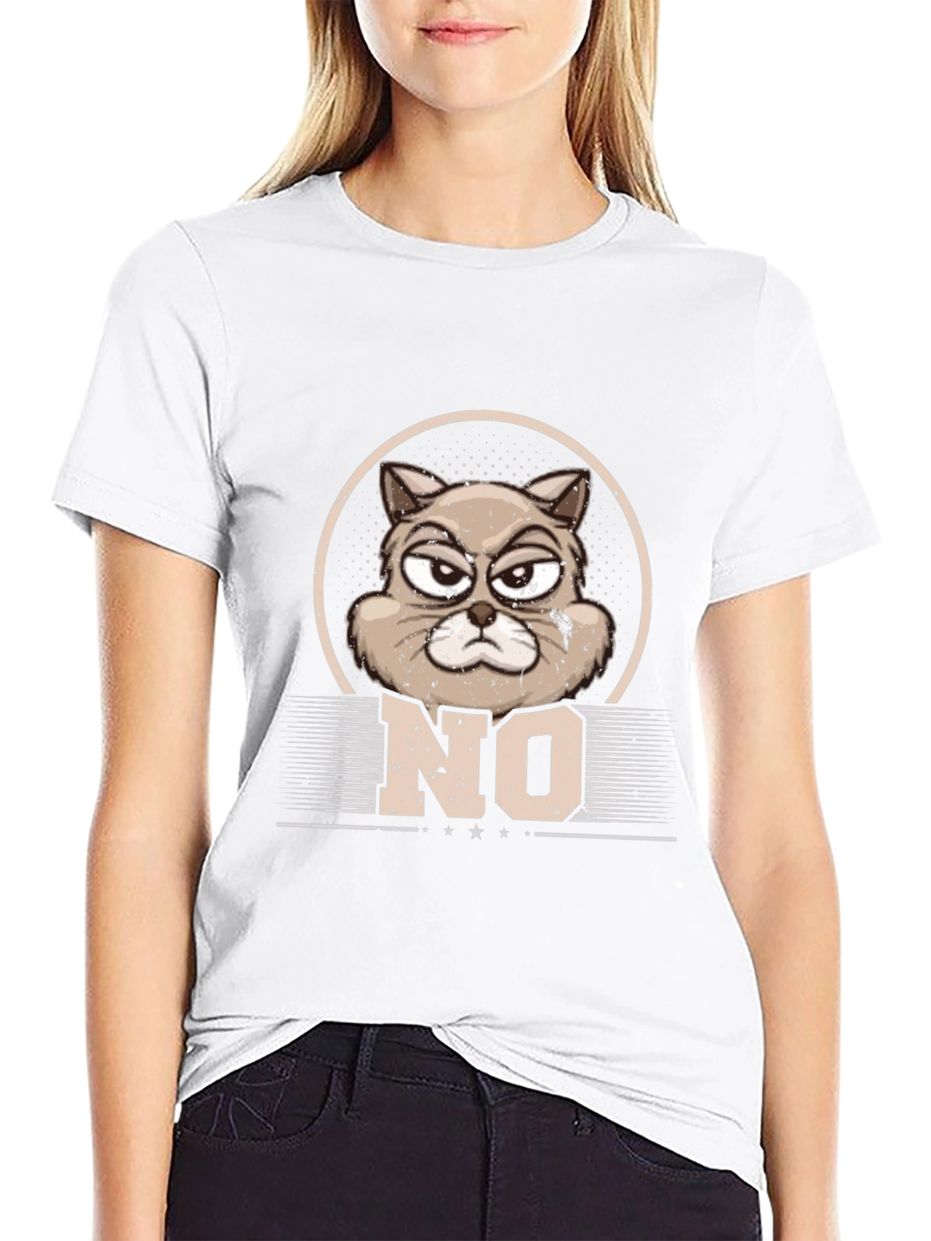 Camiseta Hombre Gato Gruñón NO - Diseño Original