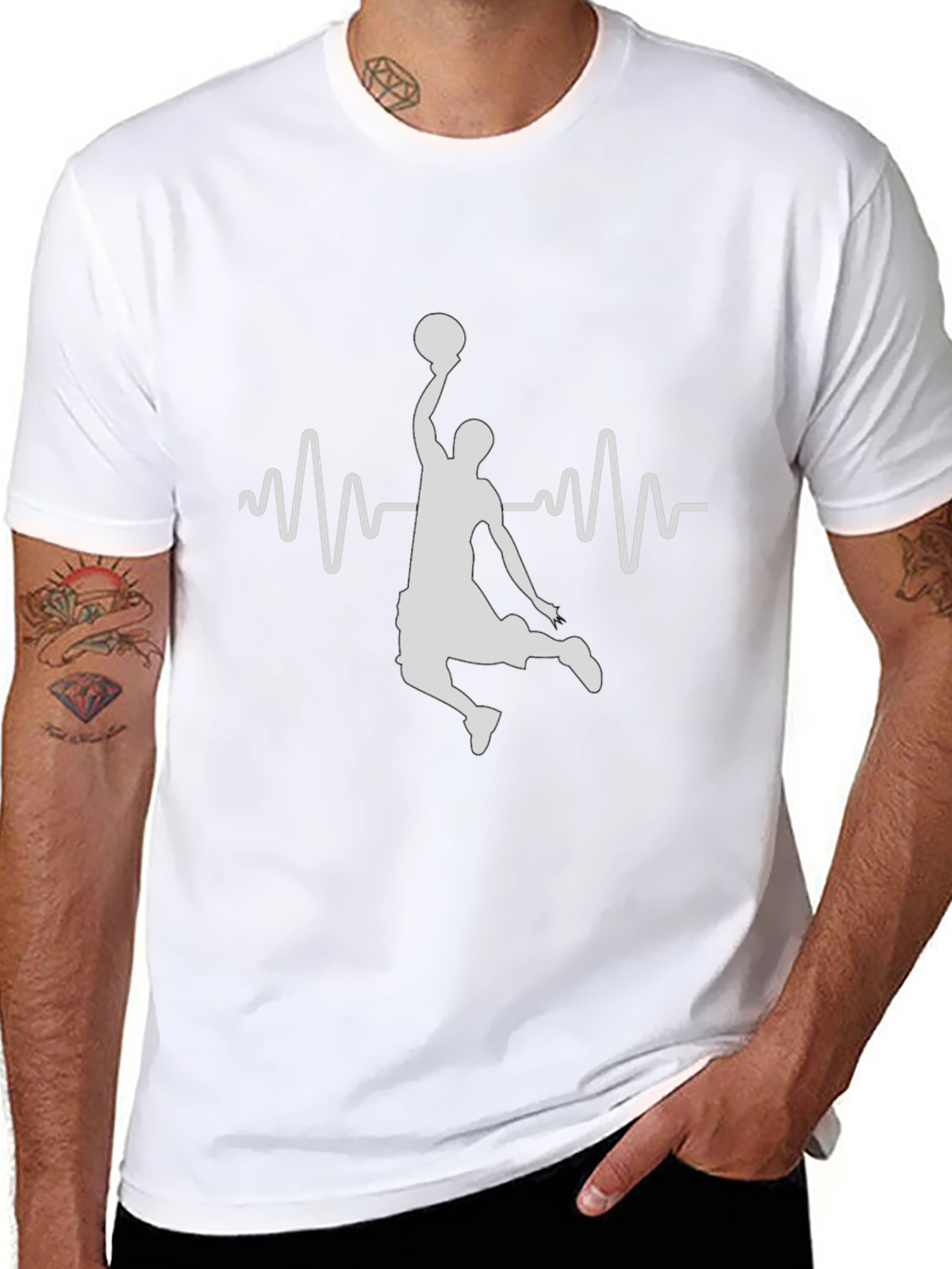 Camiseta Negra Baloncesto Ritmo Cardíaco