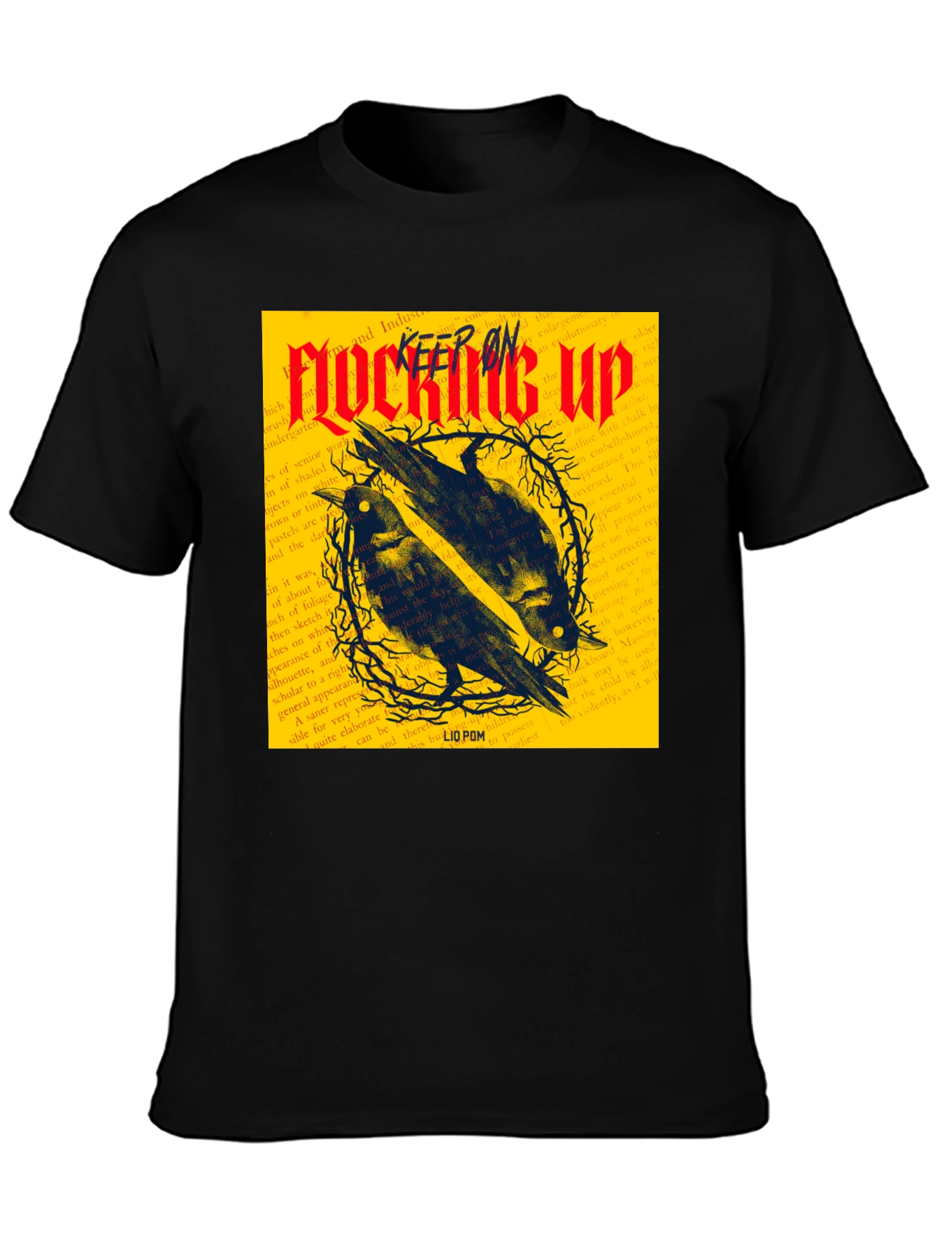 Camiseta Negra con Diseño de Cuervos