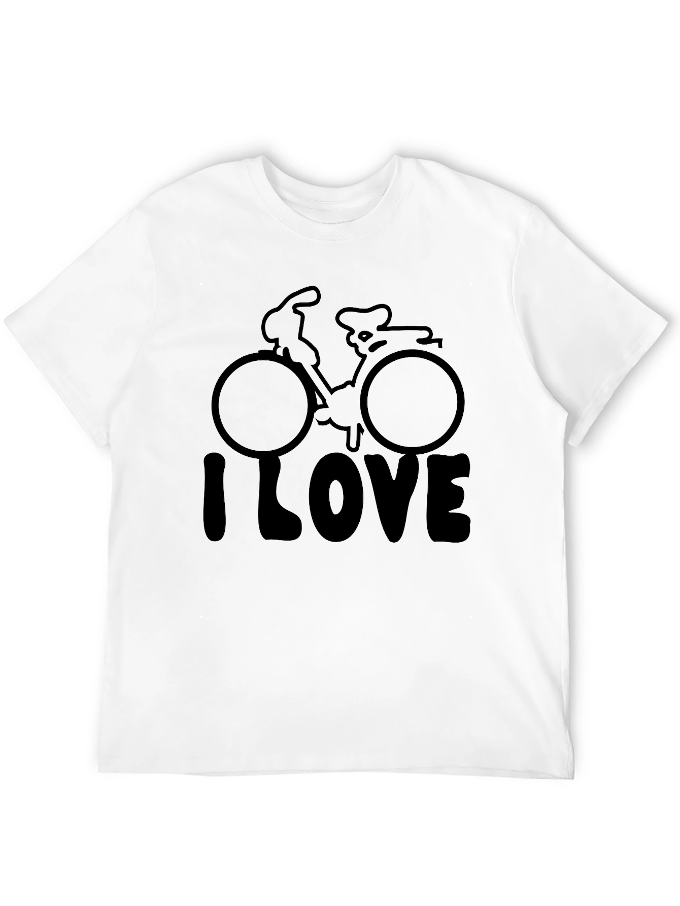 Camiseta Negra I Love Bicicleta Casual Hombre