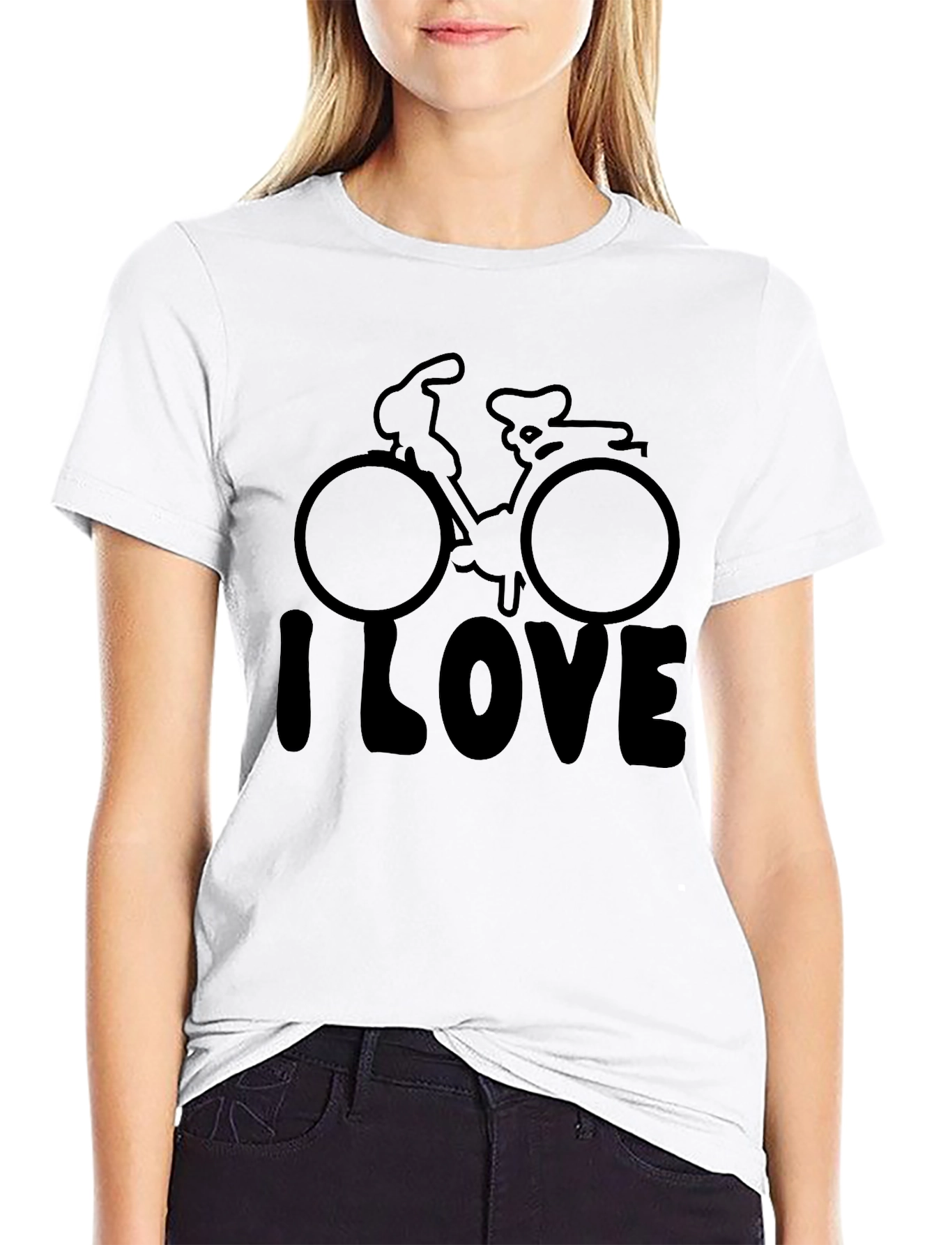 Camiseta Negra I Love Bicicleta Casual Hombre