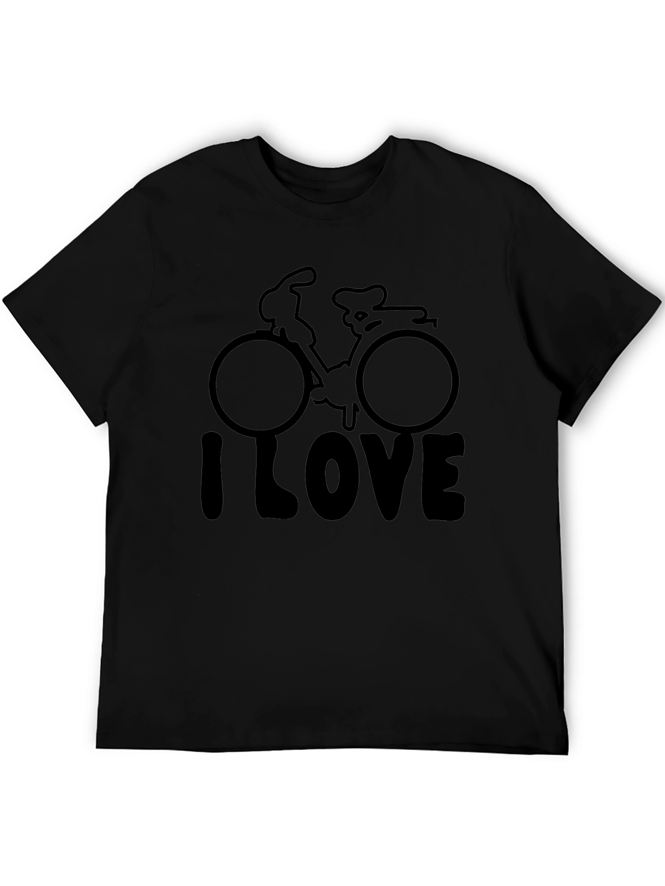 Camiseta Negra I Love Bicicleta Casual Hombre