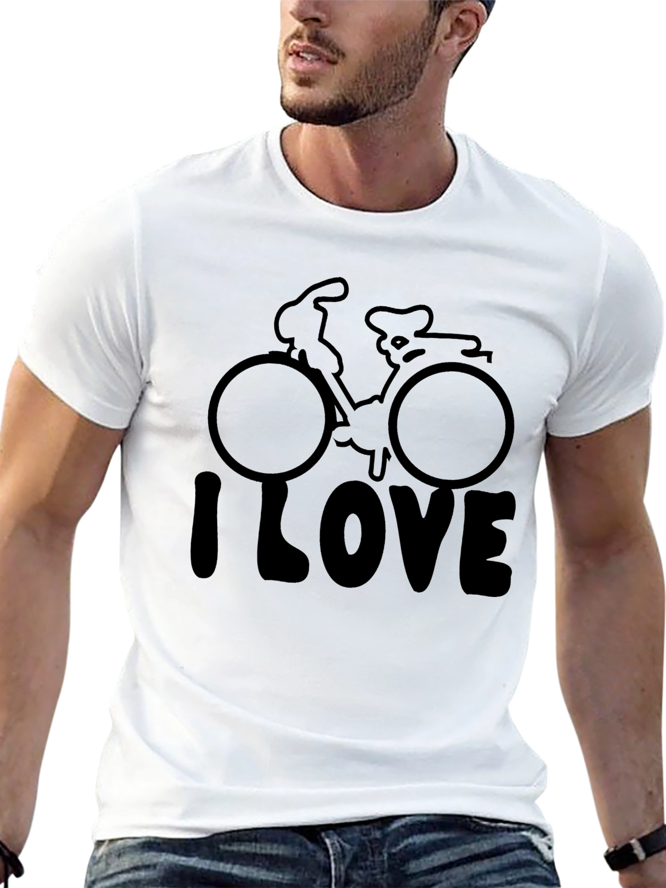 Camiseta Negra I Love Bicicleta Casual Hombre