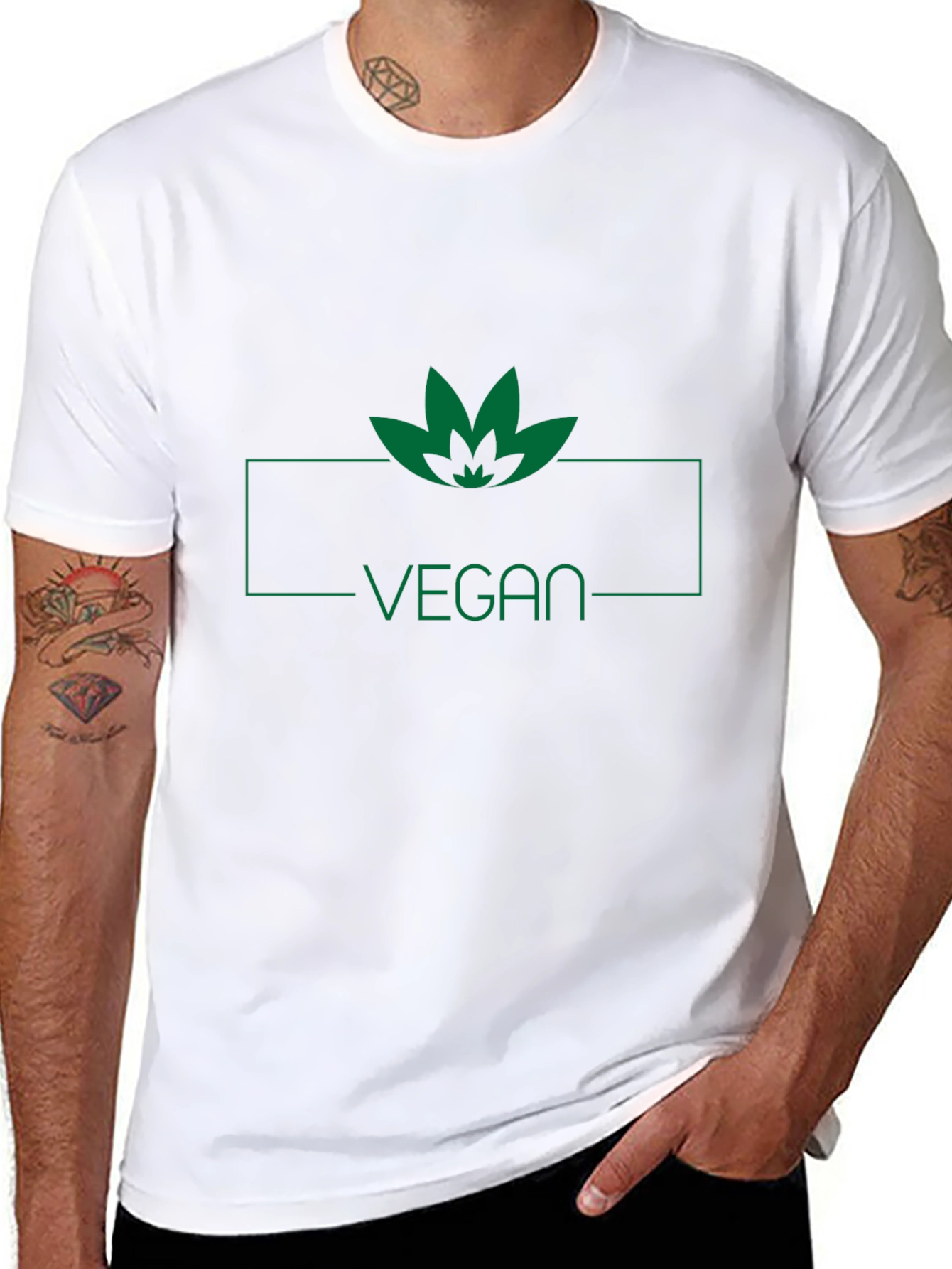 Camiseta Negra Vegana con Diseño de Hoja