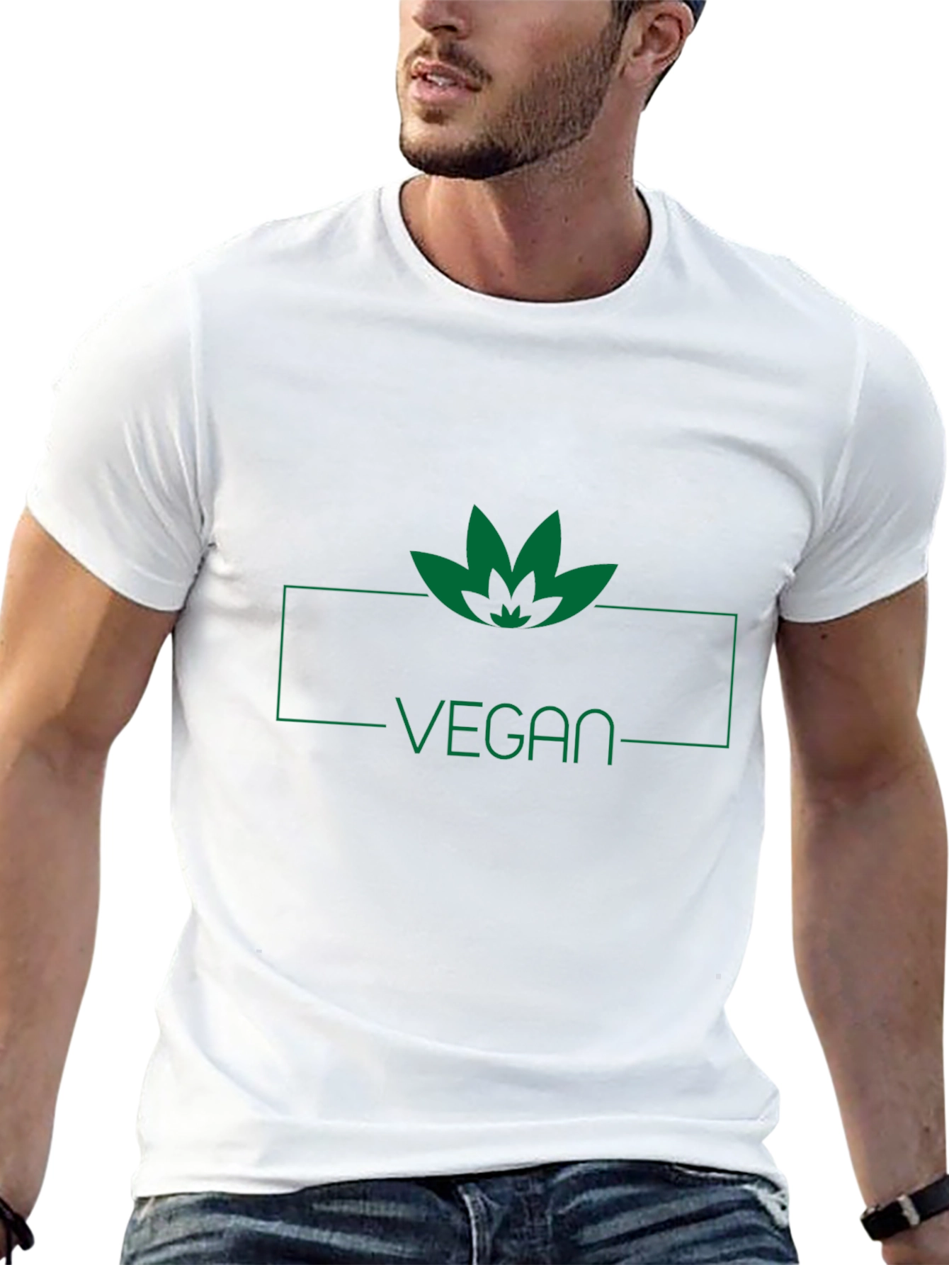 Camiseta Negra Vegana con Diseño de Hoja