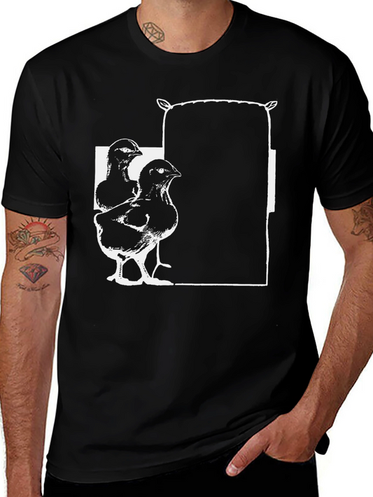 Camiseta Negra con Diseño de Pollitos y Saco