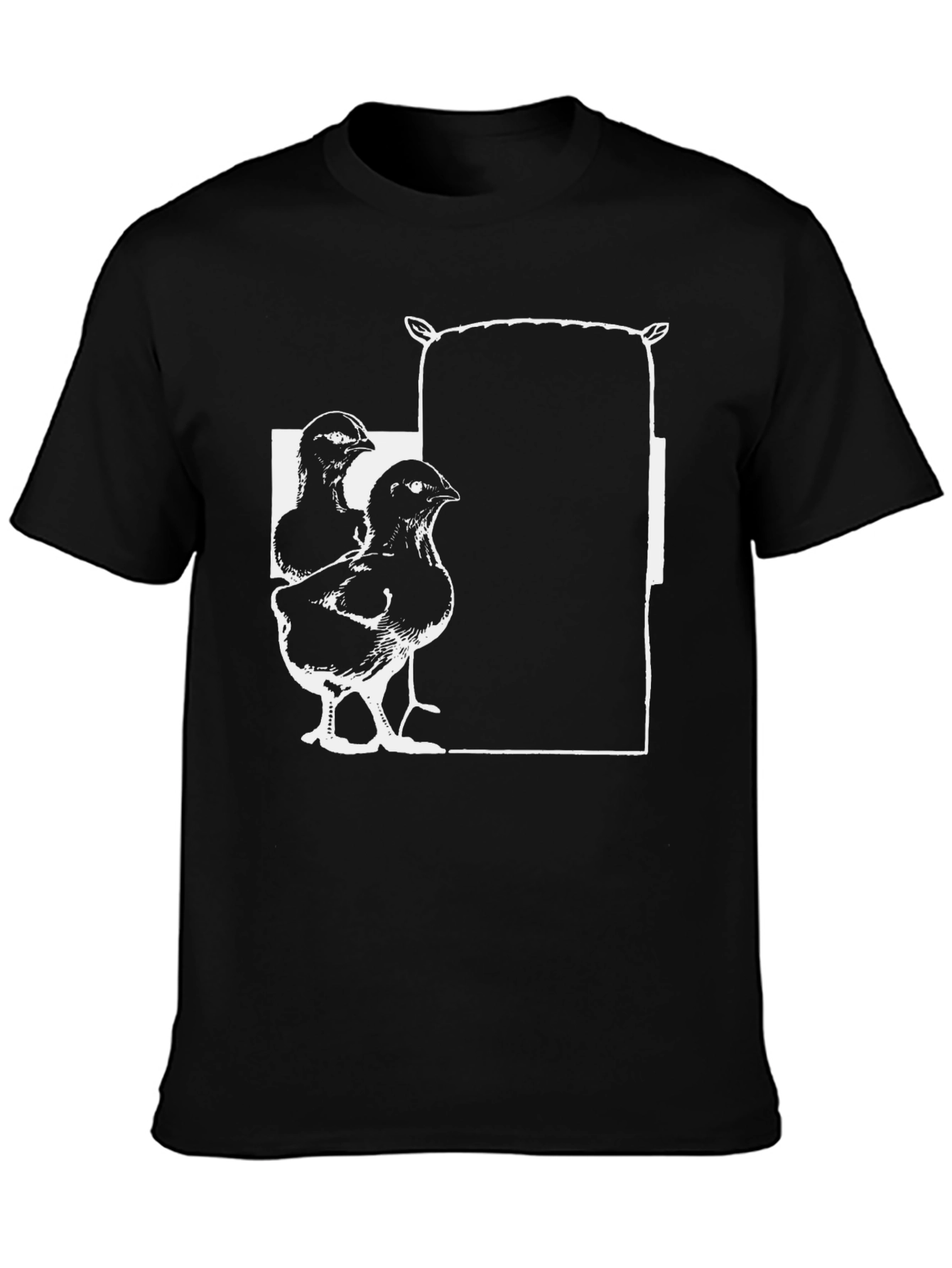 Camiseta Negra con Diseño de Pollitos y Saco