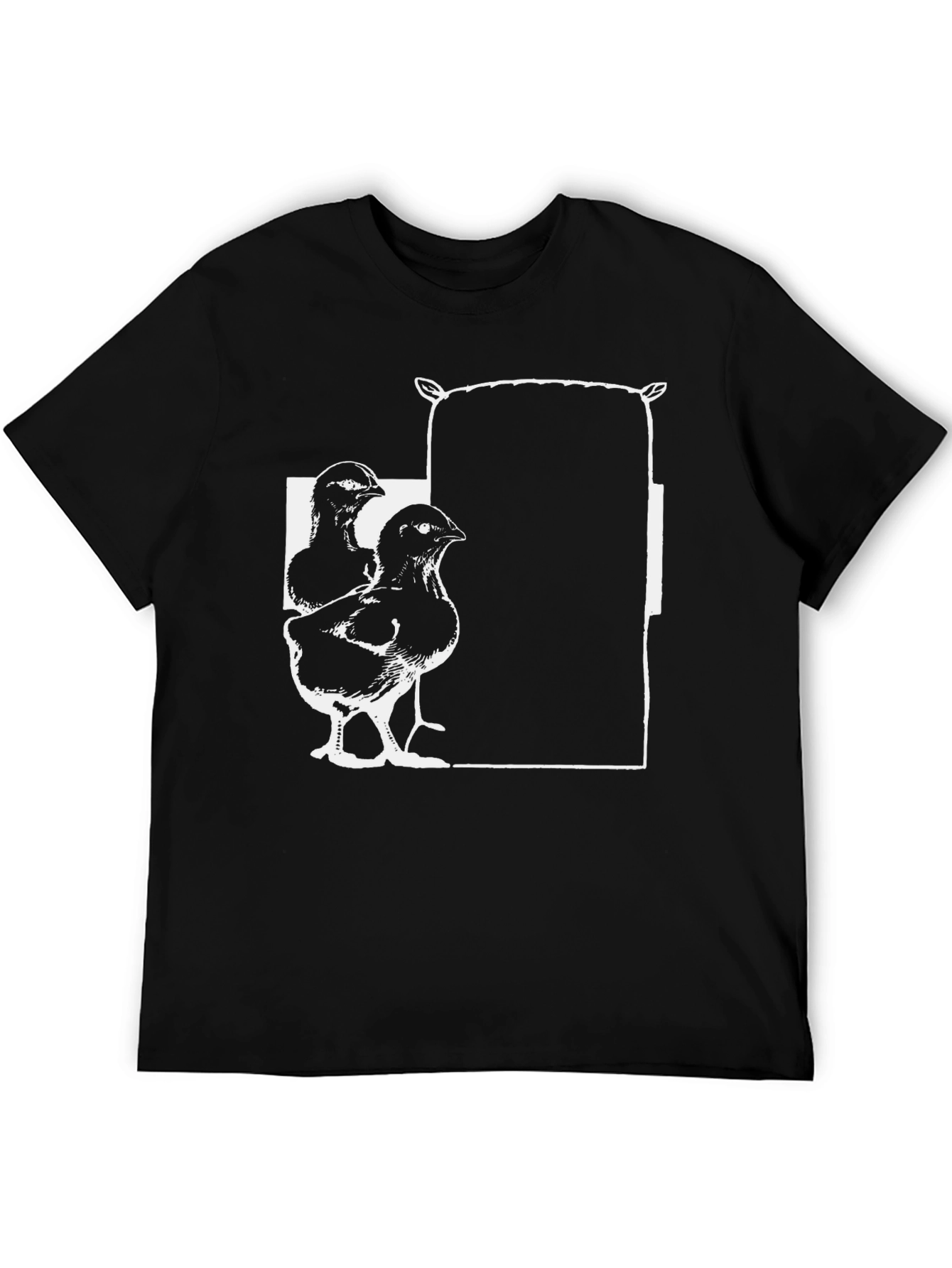 Camiseta Negra con Diseño de Pollitos y Saco