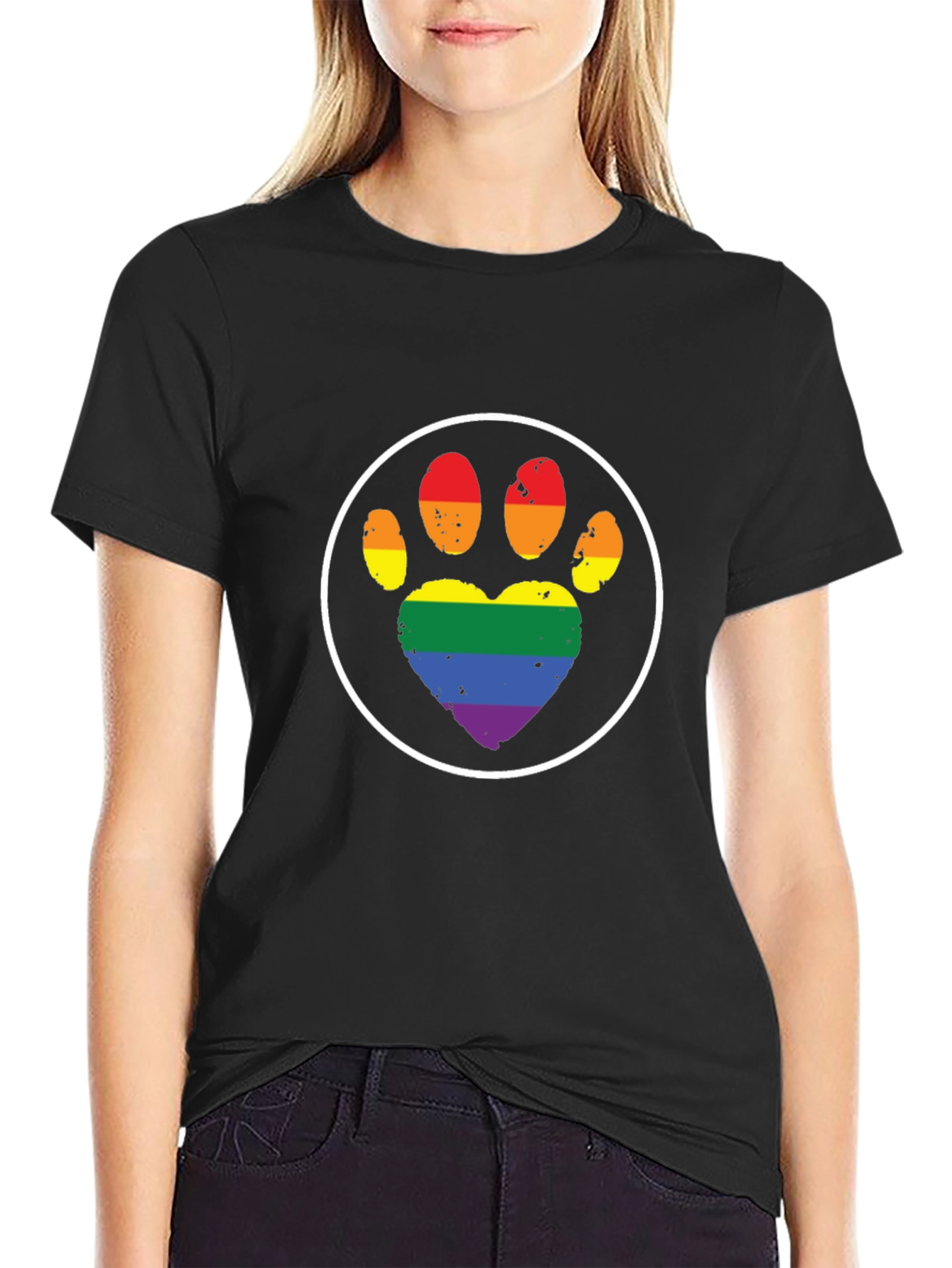 Camiseta Negra con Huella LGBT