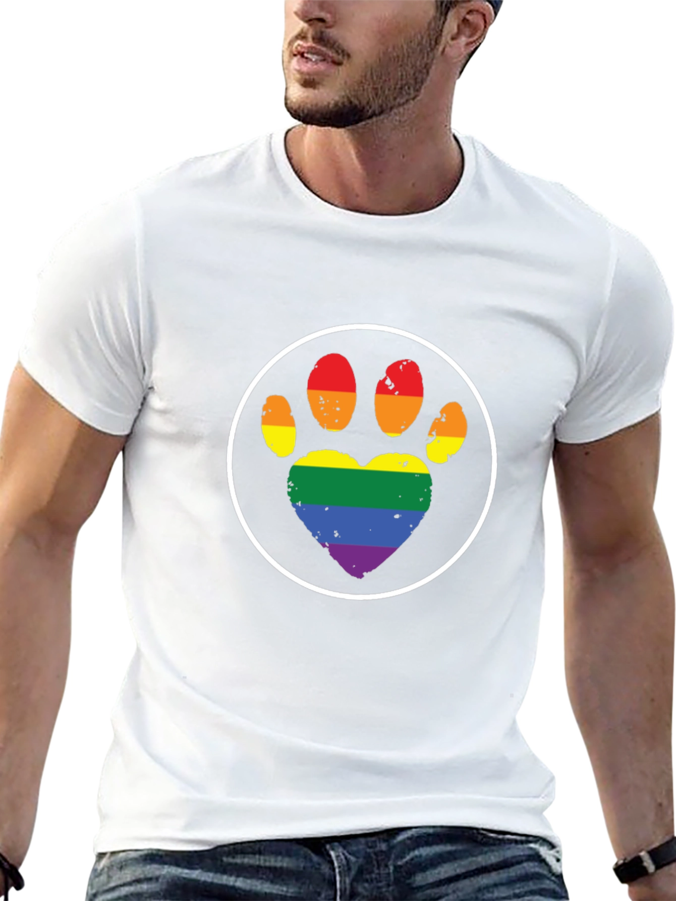 Camiseta Negra con Huella LGBT