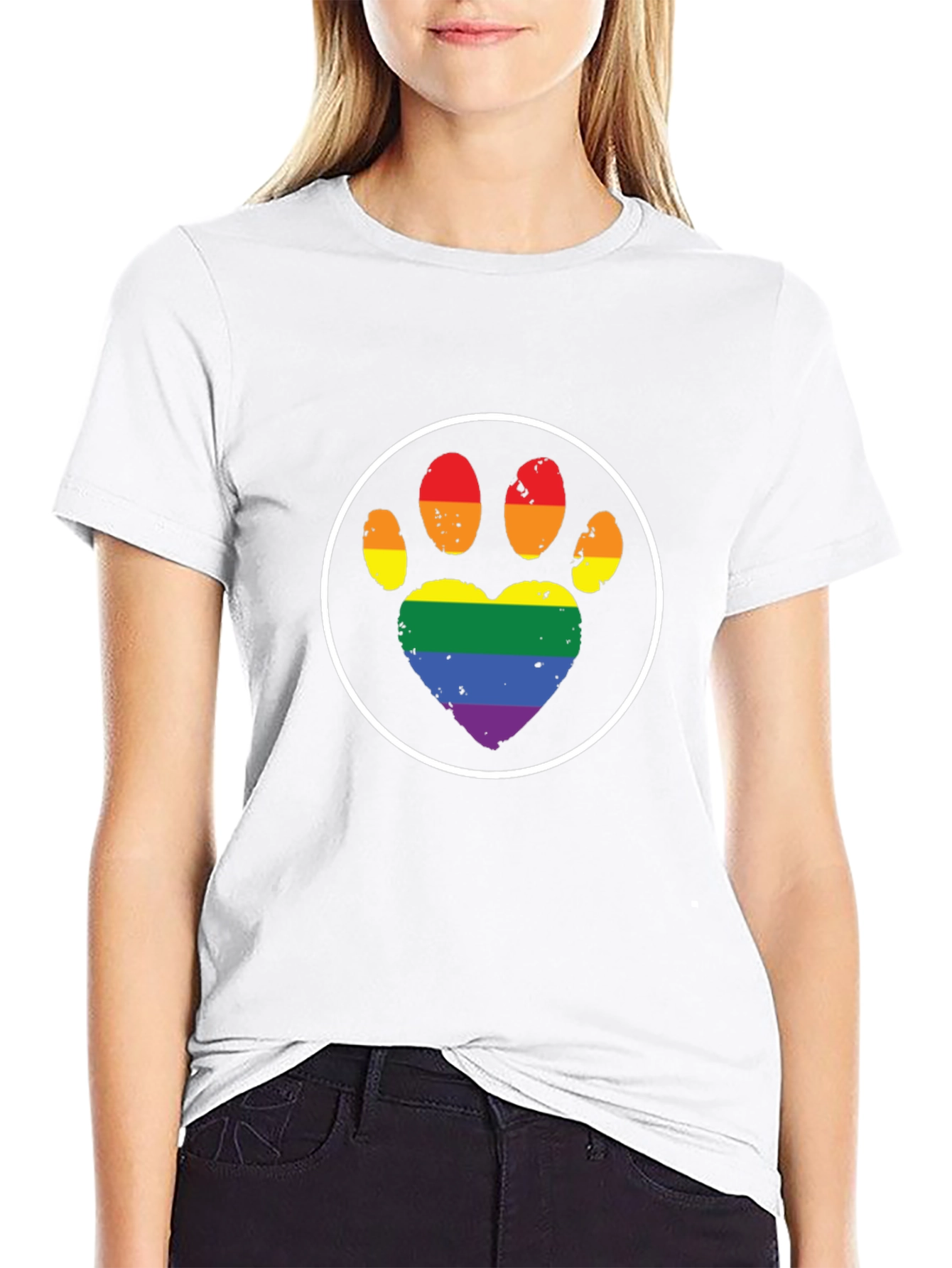 Camiseta Negra con Huella LGBT